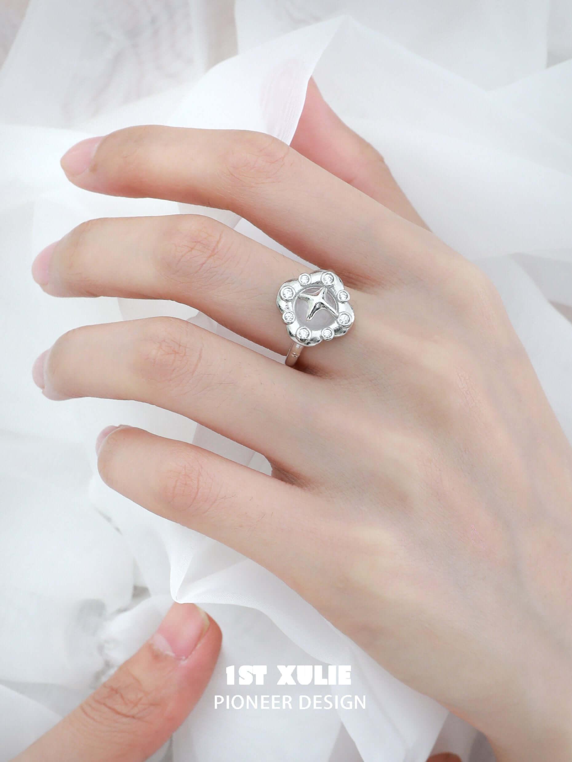 Star Dome S925 Sterling Silver Agate Ring for Women - Elegant Handmade Gemstone Jewelry Gift for Birthday, Anniversary & Special Occasions