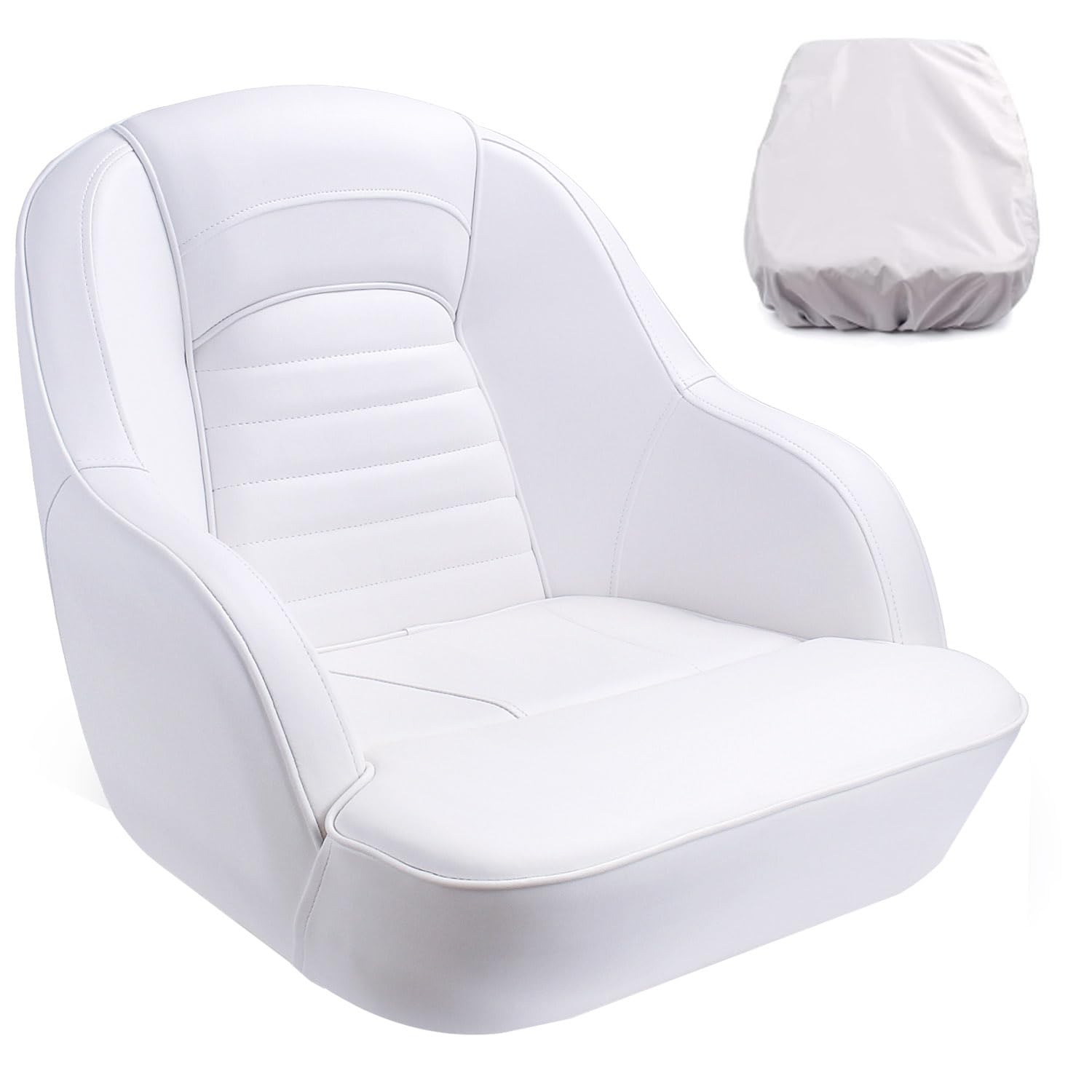 Premium NORTHCAPTAIN Pontoon Boat Captain Bucket Seat with Waterproof Cover - Durable Marine-Grade Vinyl for Comfortable Boating & Fishing Trips