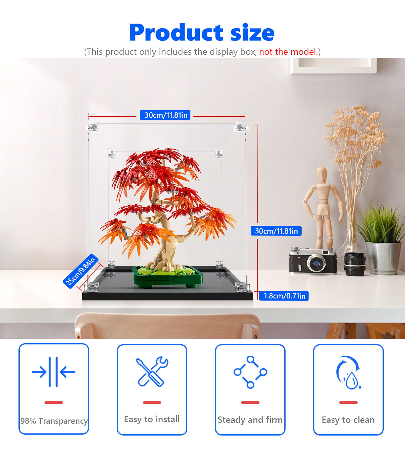 LEGO® The Botanical Collection Japanese Red Maple Bonsai Tree 10348 Display Case - Acrylic Protection for LEGO Bonsai Model - Perfect for Home Decor, Office Display & Gift for LEGO Enthusiasts