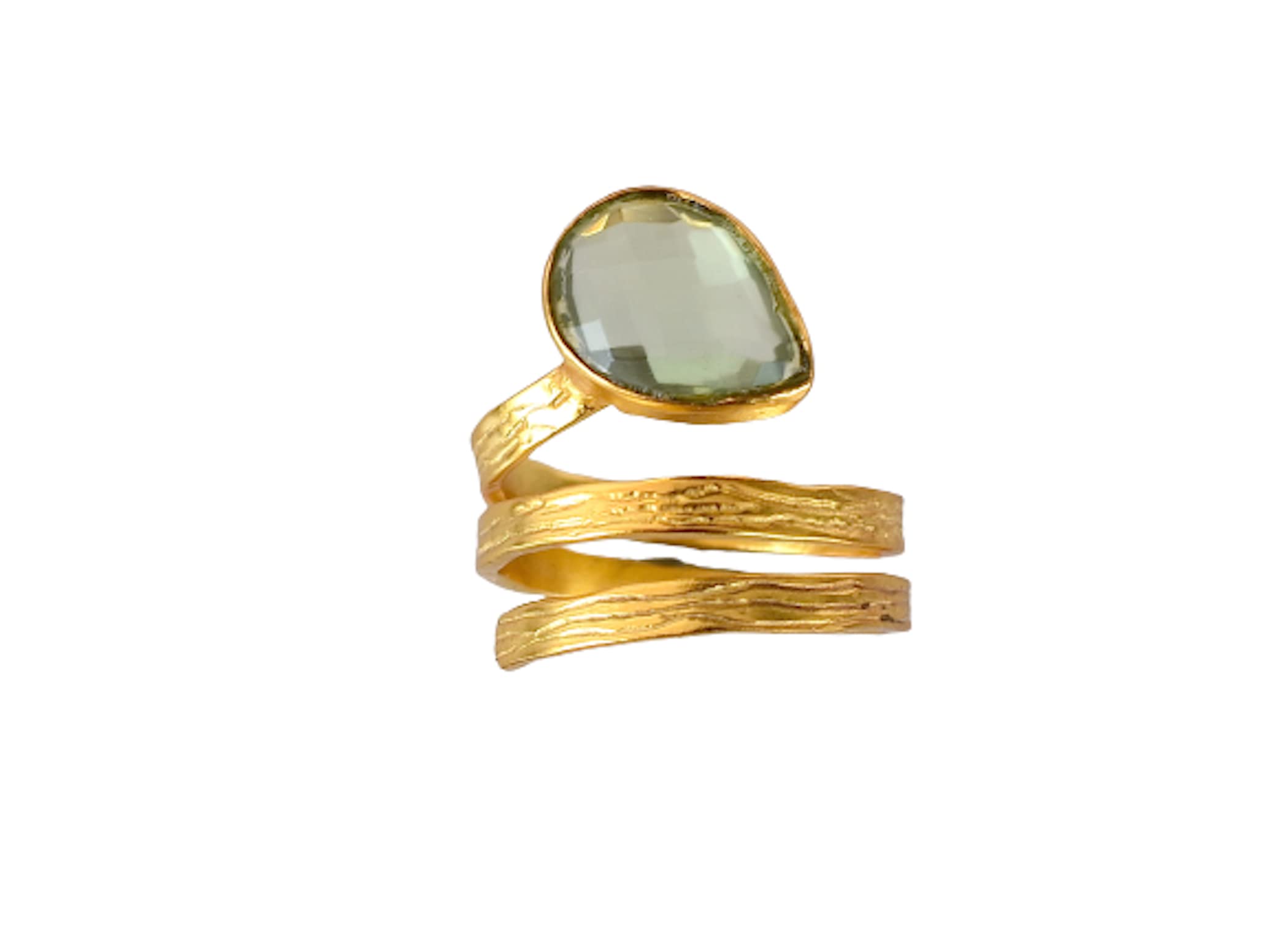 Prasiolite Green Amethyst August Birthstone Ring - Gold Plated Women's Fashion Jewelry | Handmade Chunky Statement Ring | Perfect Gift for Birthdays, Anniversaries & Special Occasions