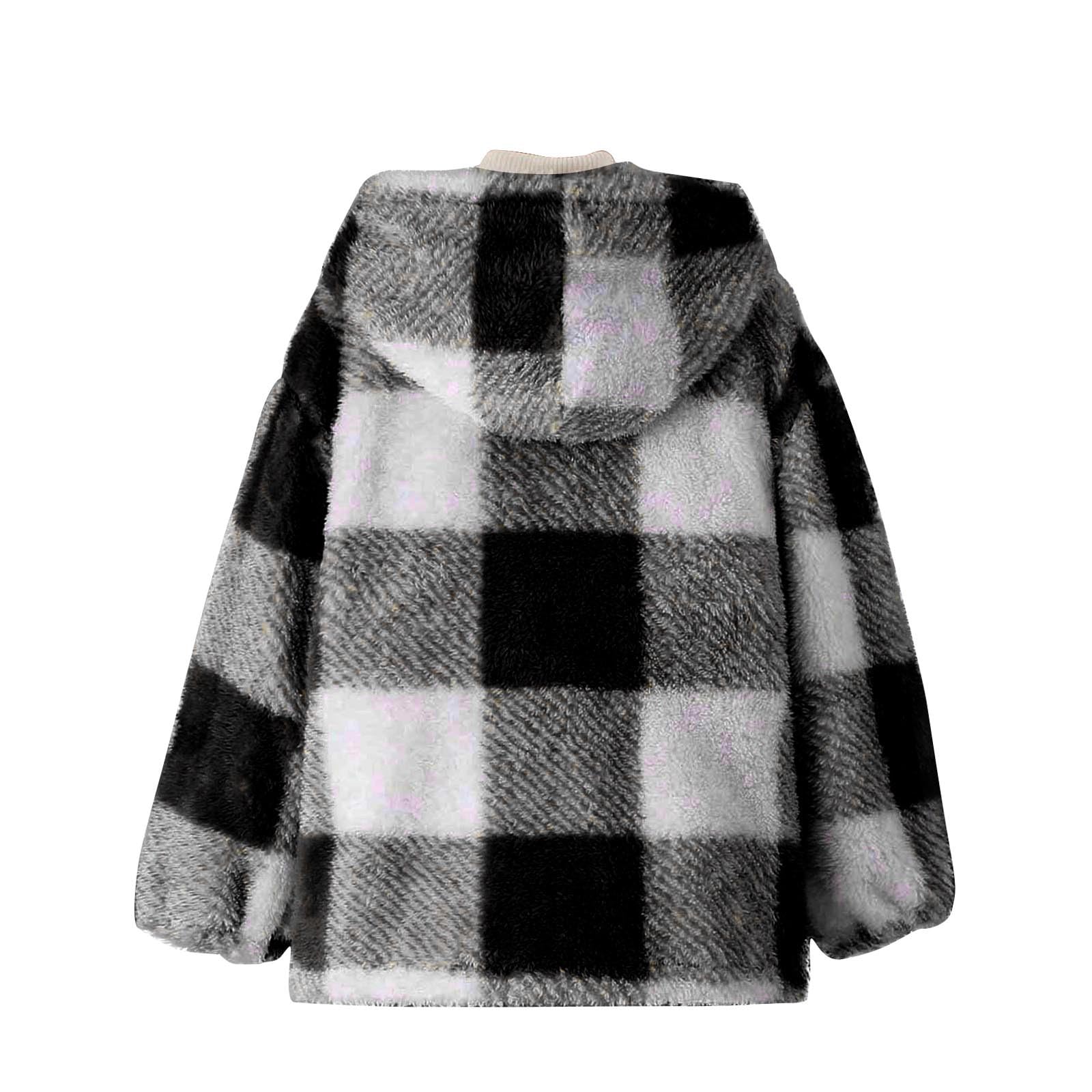 Trendy Kids Winter Warm Plush Fleece Hooded Jacket - Boys & Girls Plaid Zip-Up Hoodie Coat for Cold Weather | Perfect for School, Outdoor Play & Winter Adventures