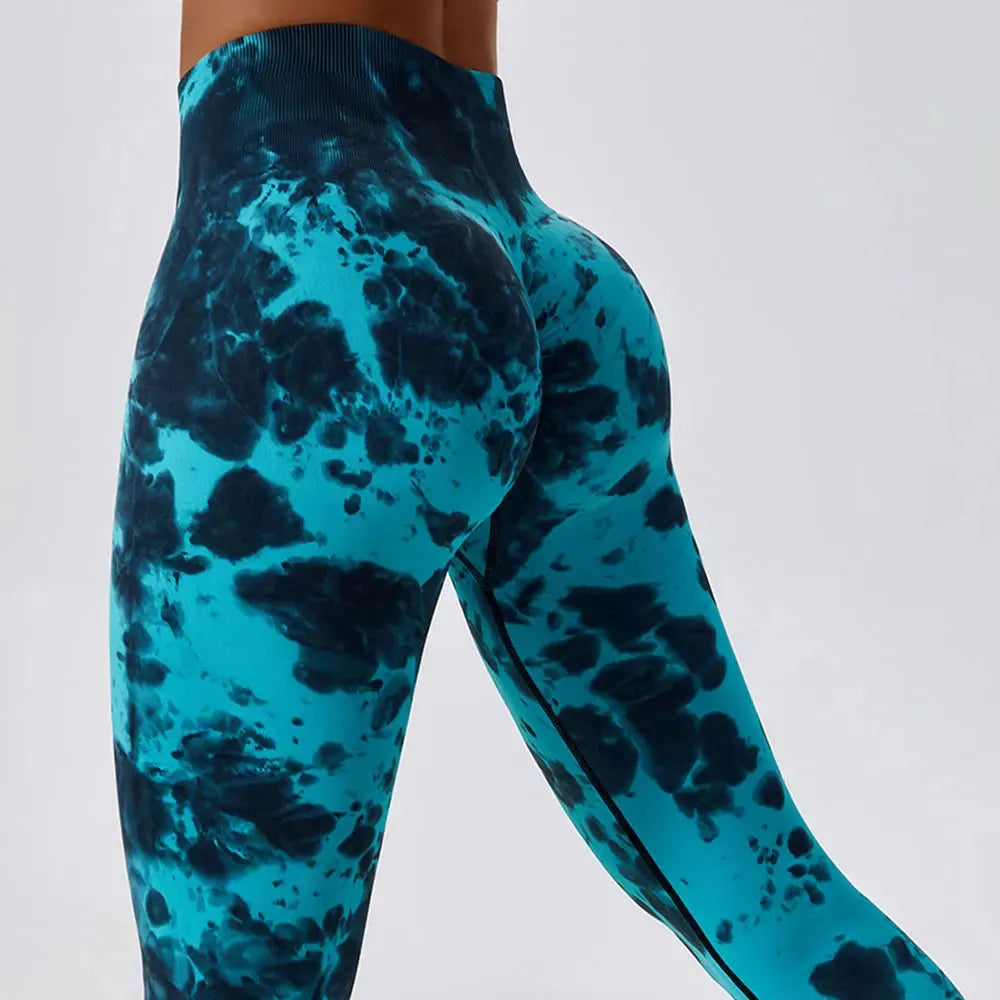 Seamless Tie-Dye Yoga Pants for Women - High Waist Workout Leggings, Push Up Gym Tights, Fitness & Running Sports Wear - Perfect for Yoga, Pilates, Gym and Casual Wear