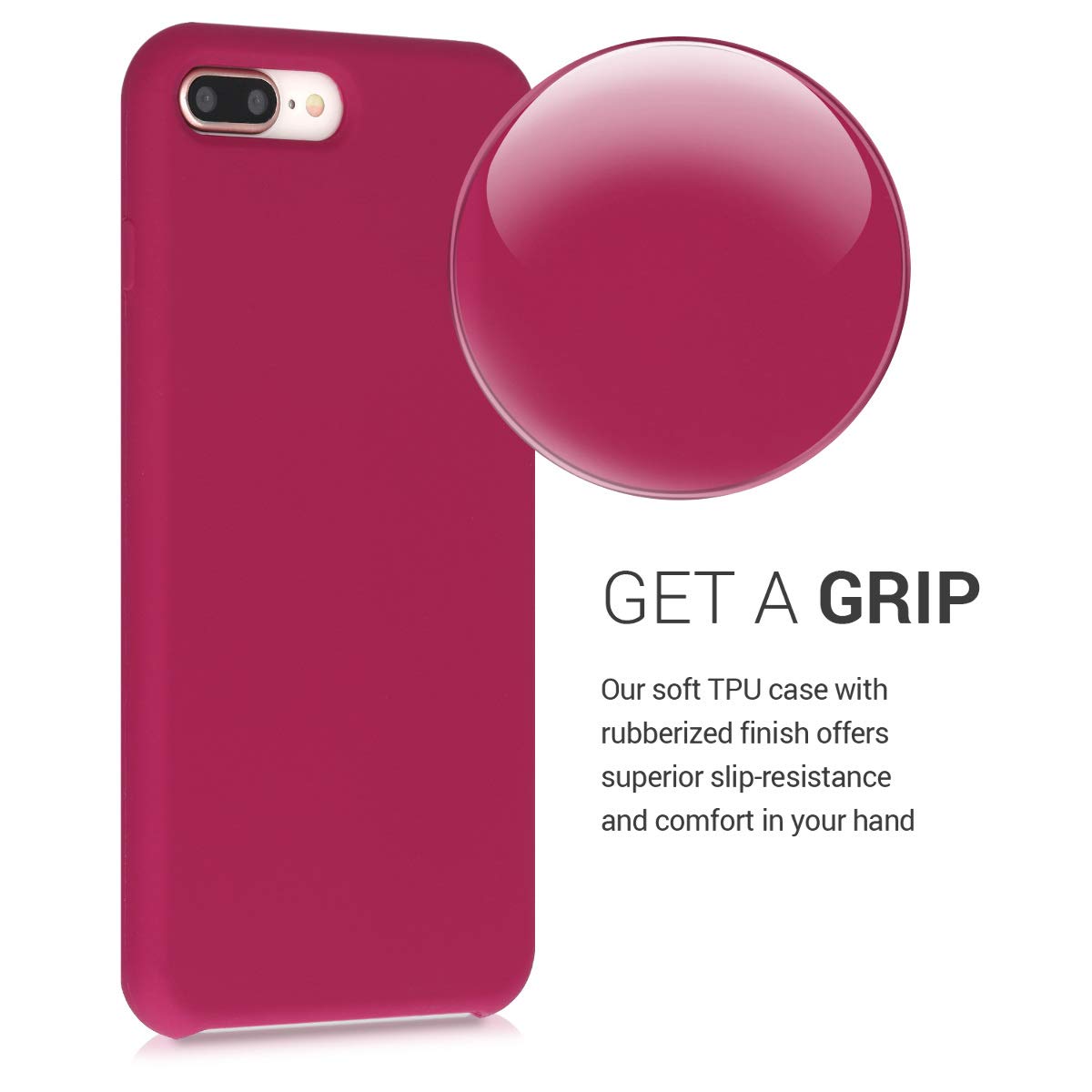 kwmobile Premium TPU Silicone Case for Apple iPhone 7 Plus/iPhone 8 Plus - Soft Protective Phone Cover in Pomegranate Red - Perfect for Everyday Use, Work & Travel Protection