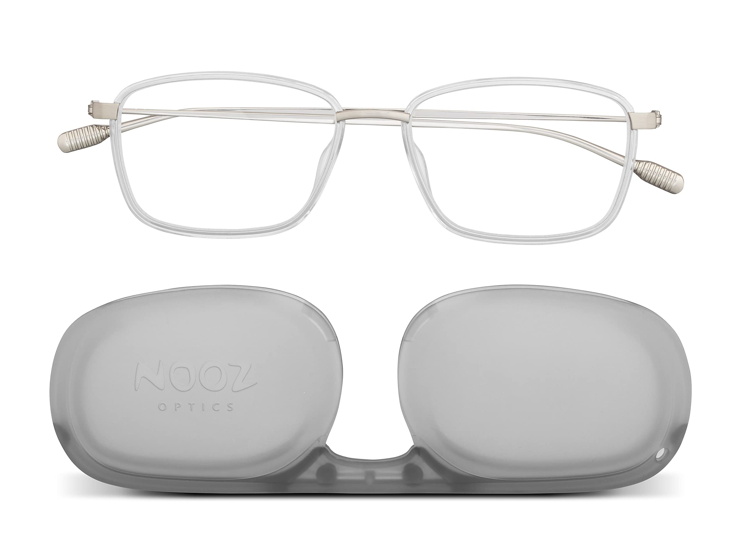 NOOZ Optics Reading Glasses - Slim Lightweight Reading Glasses for Women & Men with Case - FARO DUAL Rectangular Frames - Perfect for Reading, Computer Use & Everyday Wear