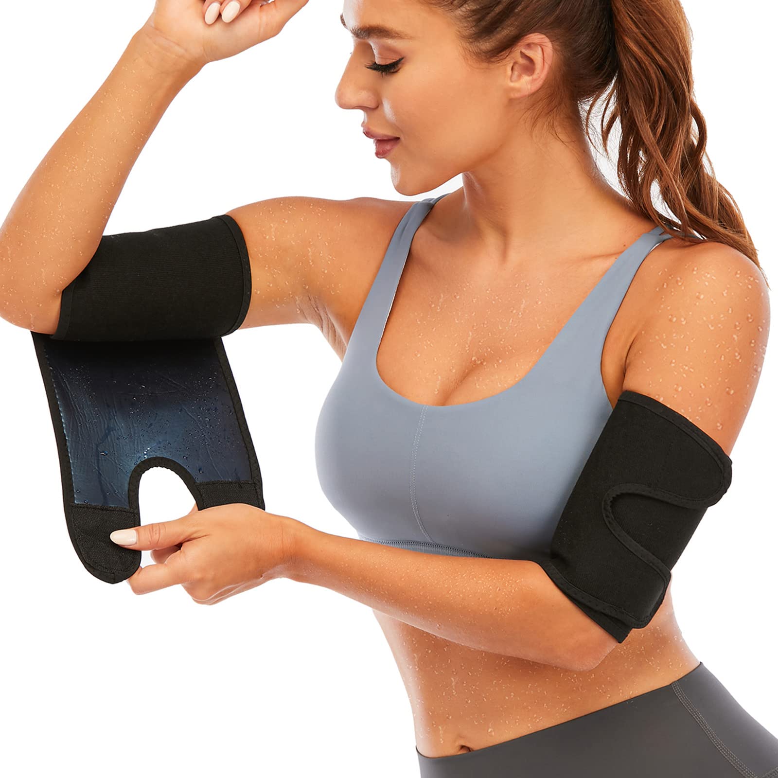 Dulchany Adjustable Arm Trimmers for Women - Sauna Sweat Arm Bands & Arm Slimmer Wrap - Pair of Arm Shaper Bands for Flabby Arms - Perfect for Workout, Yoga & Weight Loss