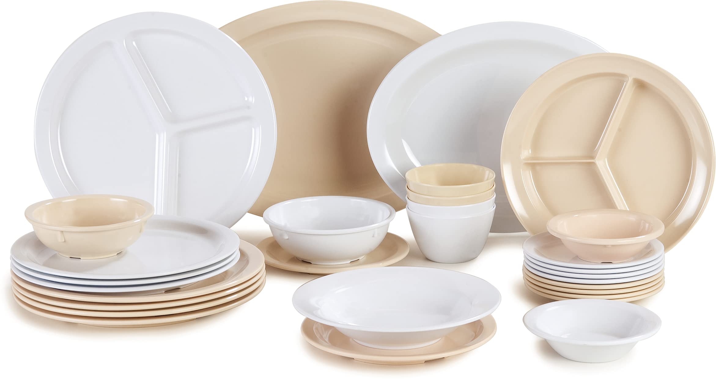 Carlisle FoodService 8oz White Melamine Reusable Plastic Bowls - Soup Cups for Home & Restaurant Use - Durable & Dishwasher Safe - Perfect for Salads, Soups, Cereals (Pack of 48)