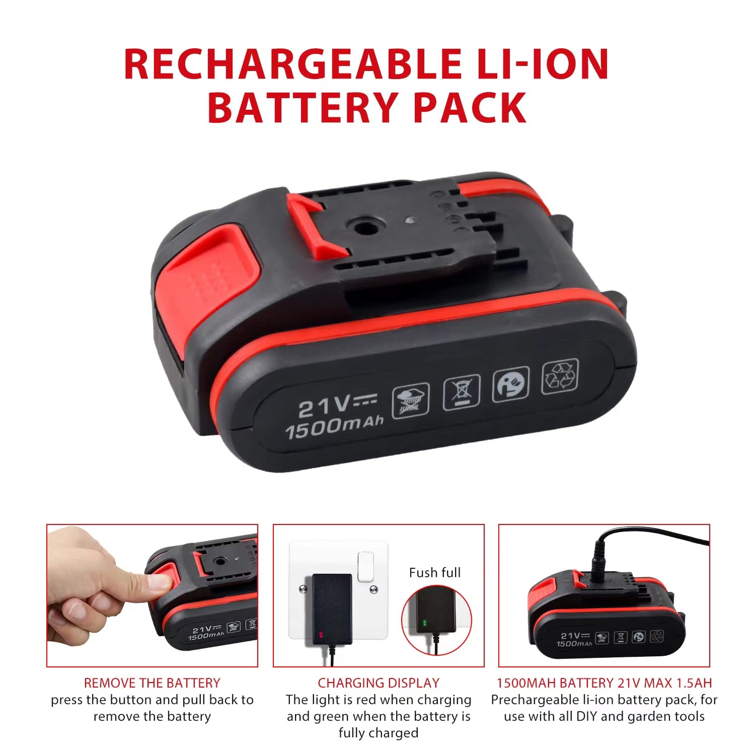 21V Max Cordless Drill/Driver Kit with 112pcs Accessories - Brushless Power Tool Set for Home Repair, DIY Projects & Construction Work | Jar-Owl Red Household Hand Tool Kit for Drilling, Screwing & Fastening Tasks
