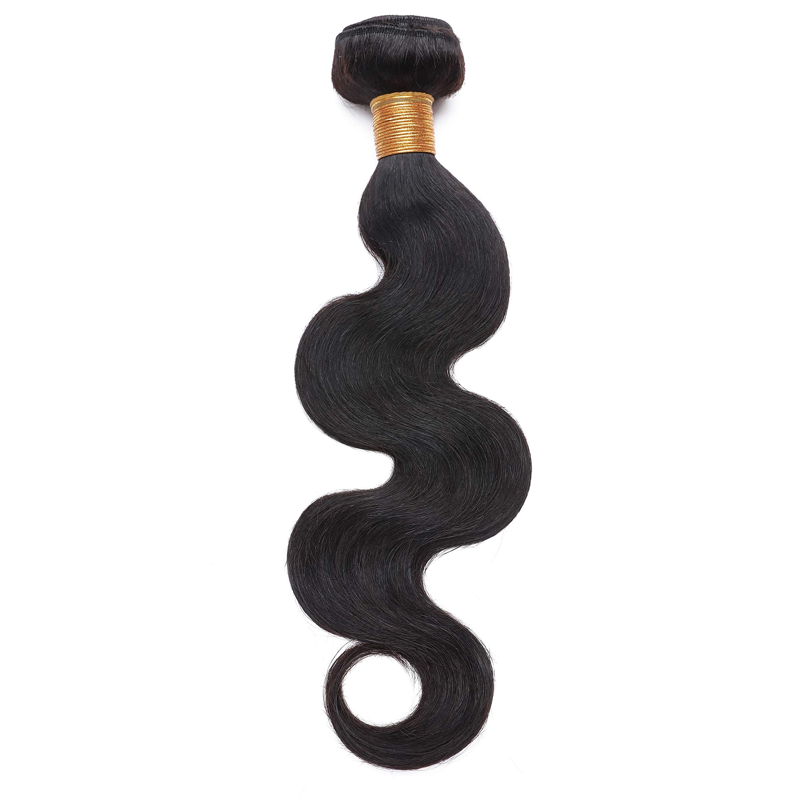Benehair 18 Inch Brazilian Body Wave Human Hair Bundles - 1 Bundle 100g #1B Natural Black Real Human Hair Extensions for Sew-in Weaves | Perfect for Daily Styling, Parties & Special Occasions