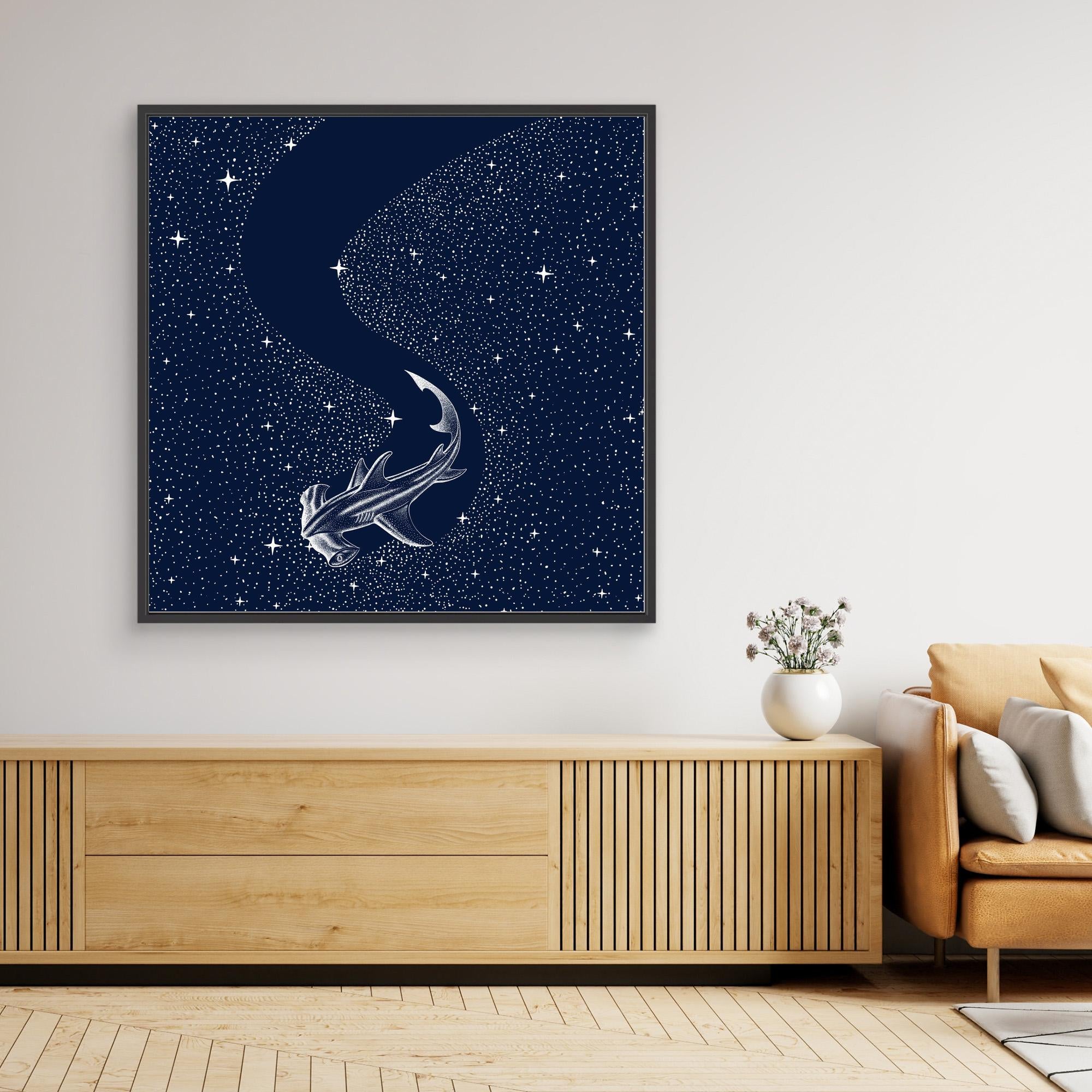 Starry Hammerhead Canvas Print by Alirıza Çakir - Modern Wall Art for Living Room, Bedroom & Office Decor