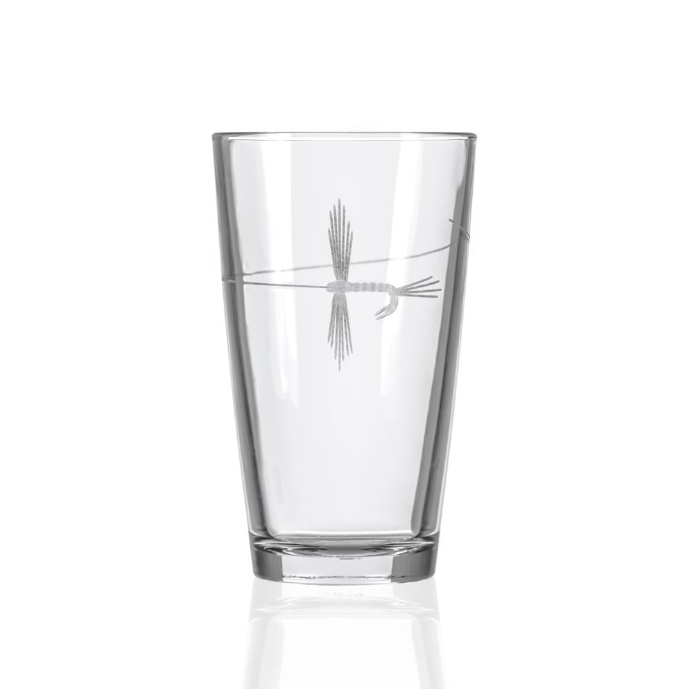 Premium 16oz Fly Fishing Beer Pint Glass Set of 4 - Durable Barware for Camping, Fishing Trips & Outdoor Adventures