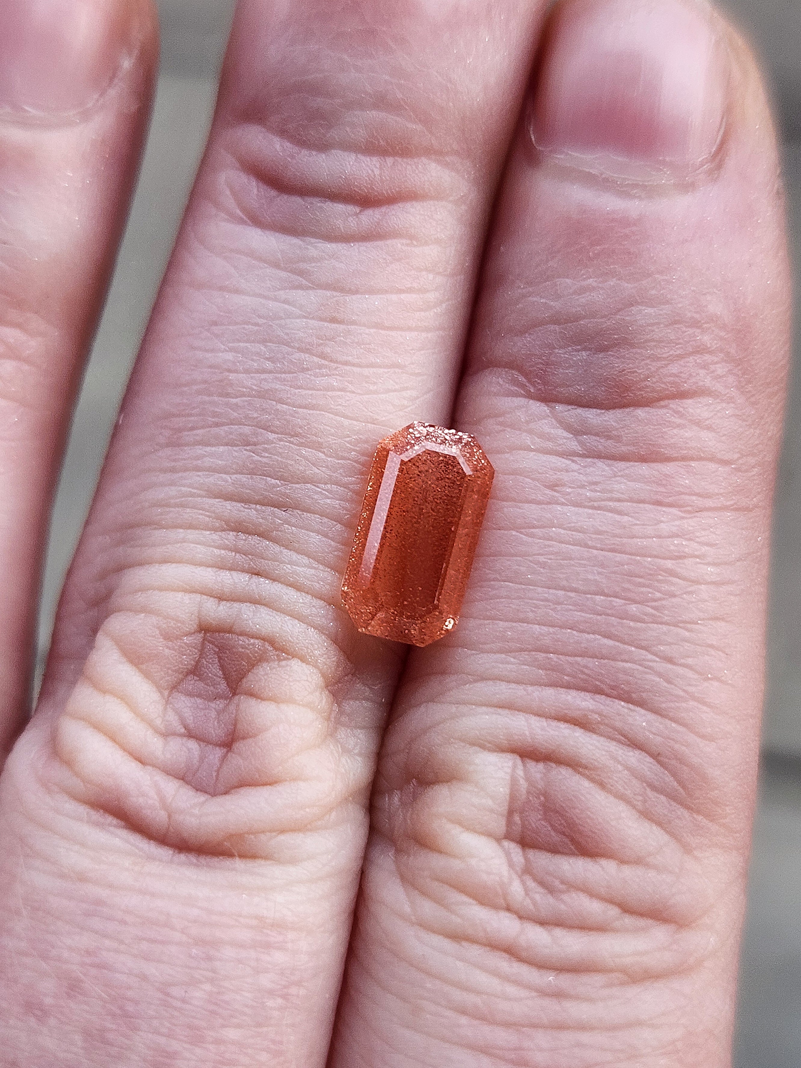 1.98ct Natural Oregon Sunstone Peach Emerald Cut with Schiller - Elegant Gemstone for Jewelry Making, Engagement Rings & Unique Gifts