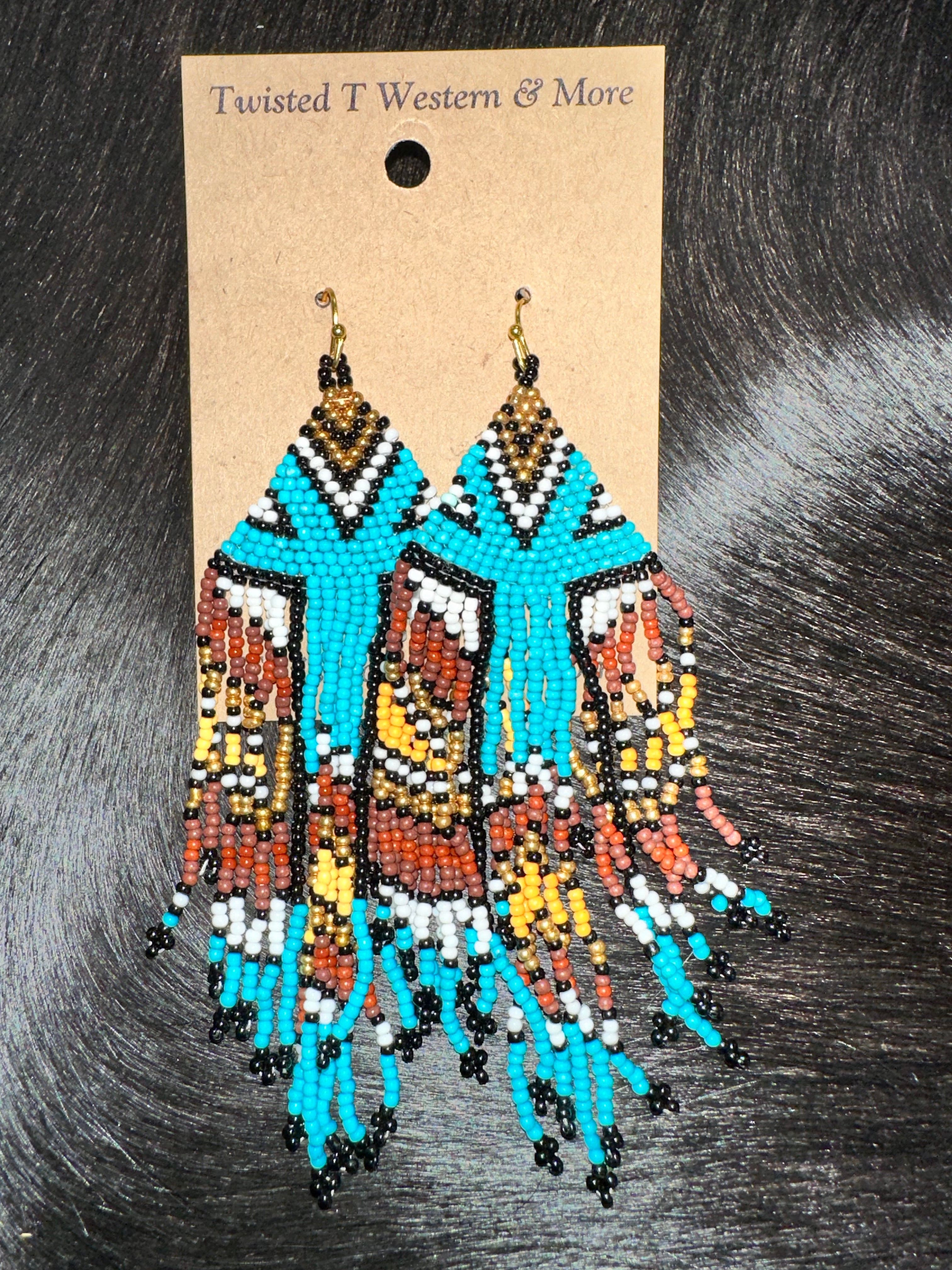 Echo Canyon Turquoise Seed Bead Earrings - Handmade Native American Jewelry for Women | Perfect for Boho, Festival & Everyday Wear