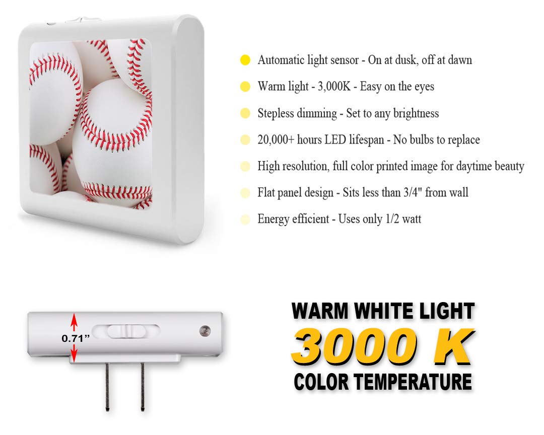 Dimmable LED Night Light with Auto On/Off Sensor, Adjustable Brightness & Warm White Light - Perfect for Bathroom, Hallway, Nursery, Bedroom - Creates Cozy Ambiance for Nighttime Safety & Comfort