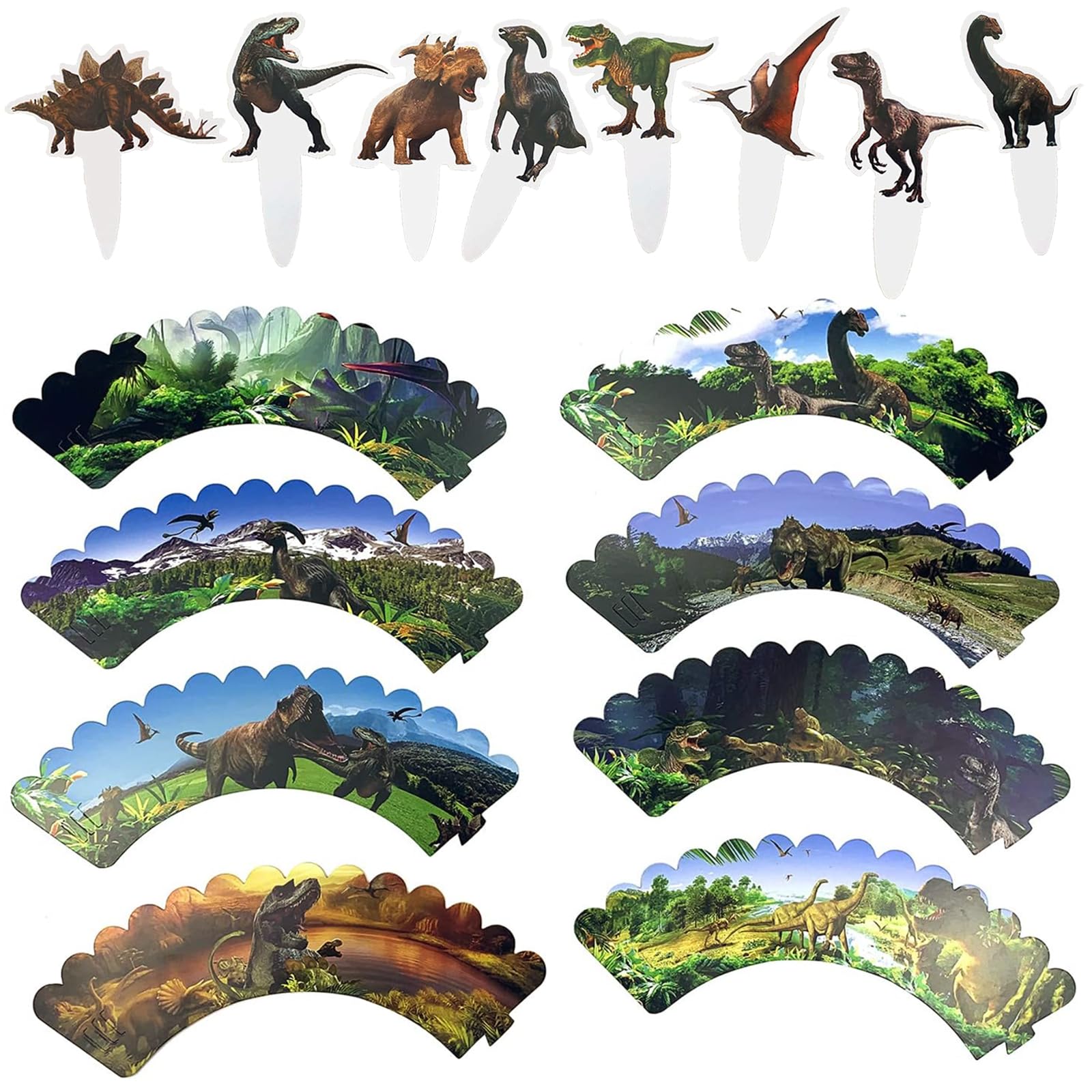 48pcs Dinosaur Cupcake Toppers and Wrappers - Jurassic Park Theme Party Decorations for Birthday, Baby Shower & Kids Events - Perfect for Dinosaur Lovers and Themed Celebrations