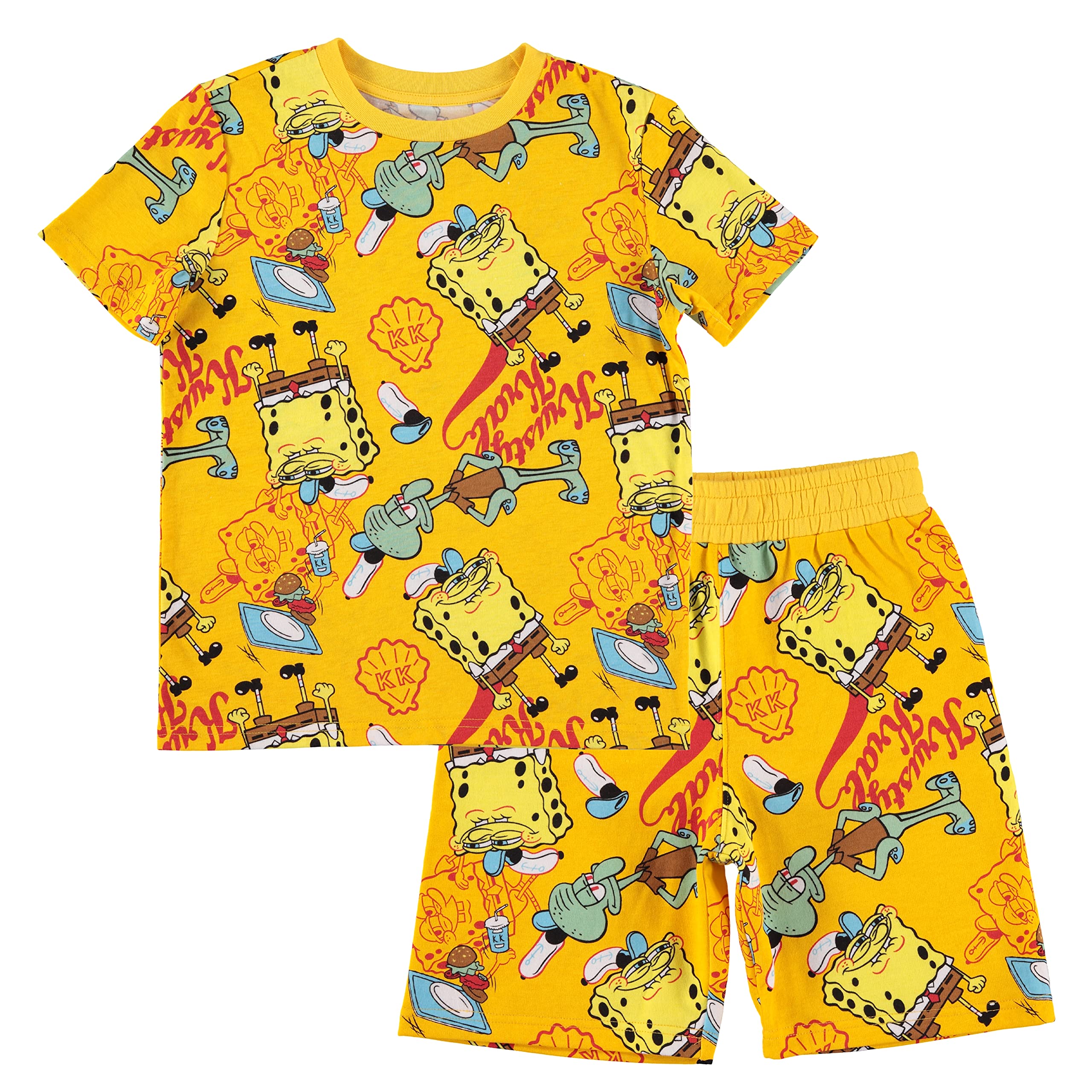 SpongeBob SquarePants Boys' T-Shirt & Shorts Set - Cartoon Character Outfit for Kids | Perfect for Playdates, Birthday Parties & Casual Wear