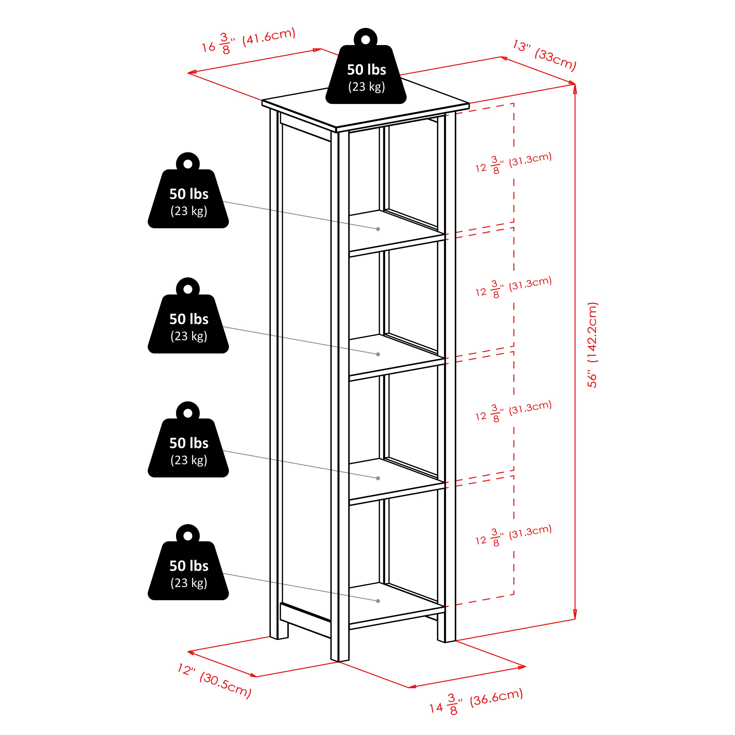 Winsome Verona 4-Tier Small Storage Organizer Shelf - Walnut & Beige Finish for Bedroom, Bathroom, Office, and Living Room Organization