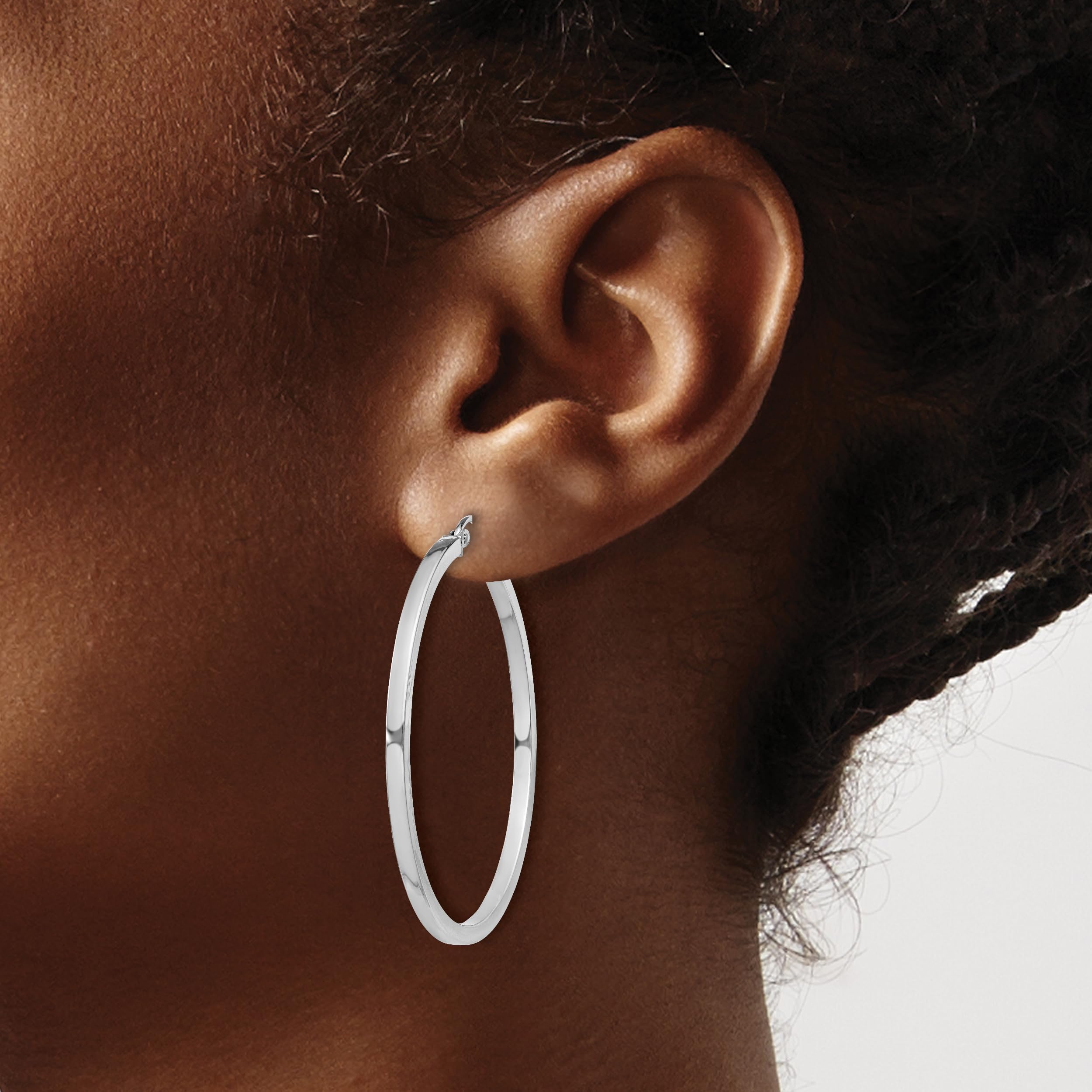 925 Sterling Silver Square Tube Round Large Hoop Earrings for Women - Trendy Chunky Statement Earrings for Parties, Weddings & Everyday Wear