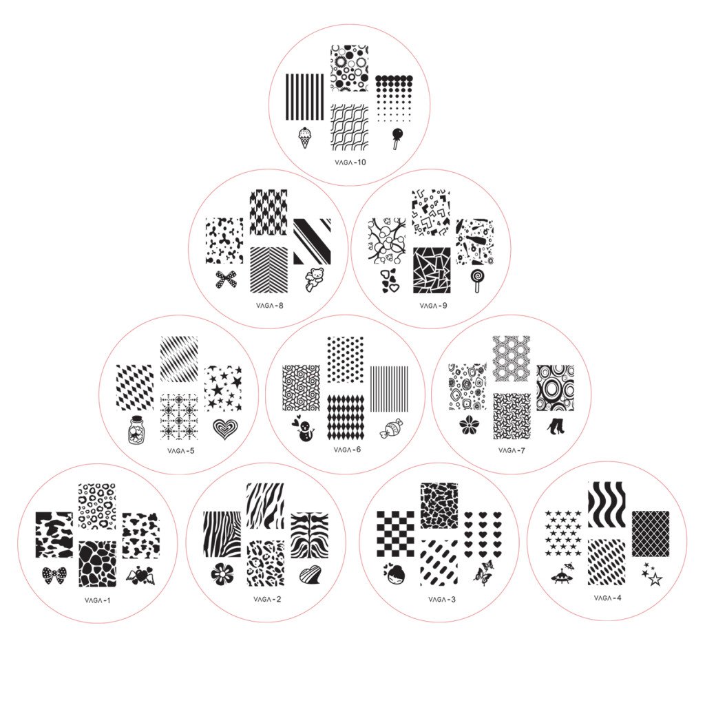 VAGA 10PC Nail Stamping Kit with 60 Designs - Perfect for Home & Salon Manicures