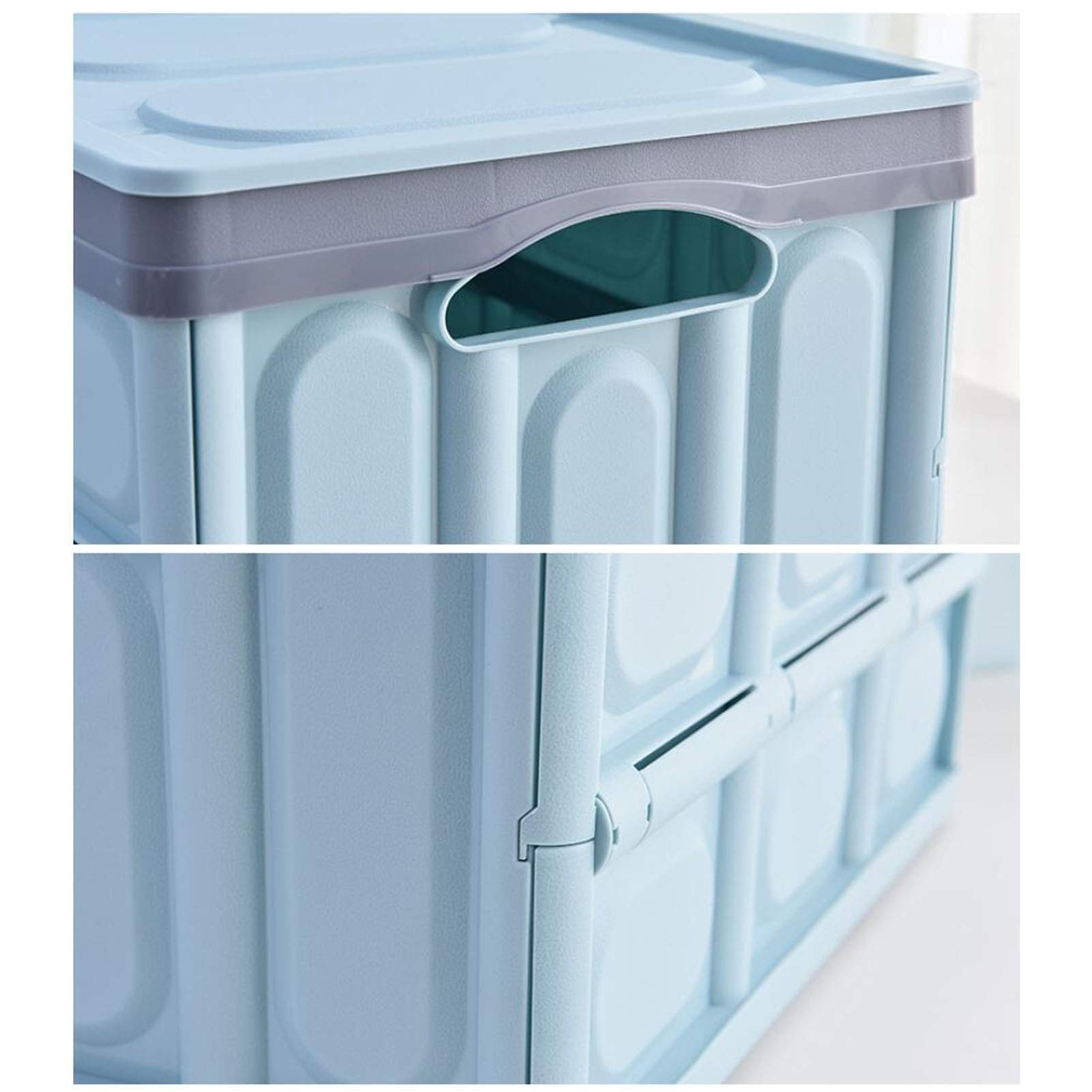 Collapsible Plastic Storage Bins with Lids - Stackable Foldable Storage Boxes for Clothes, Toys, Books & Groceries (55L, Coffee Brown) - Perfect for Home Organization, Closet Storage & Garage Shelving