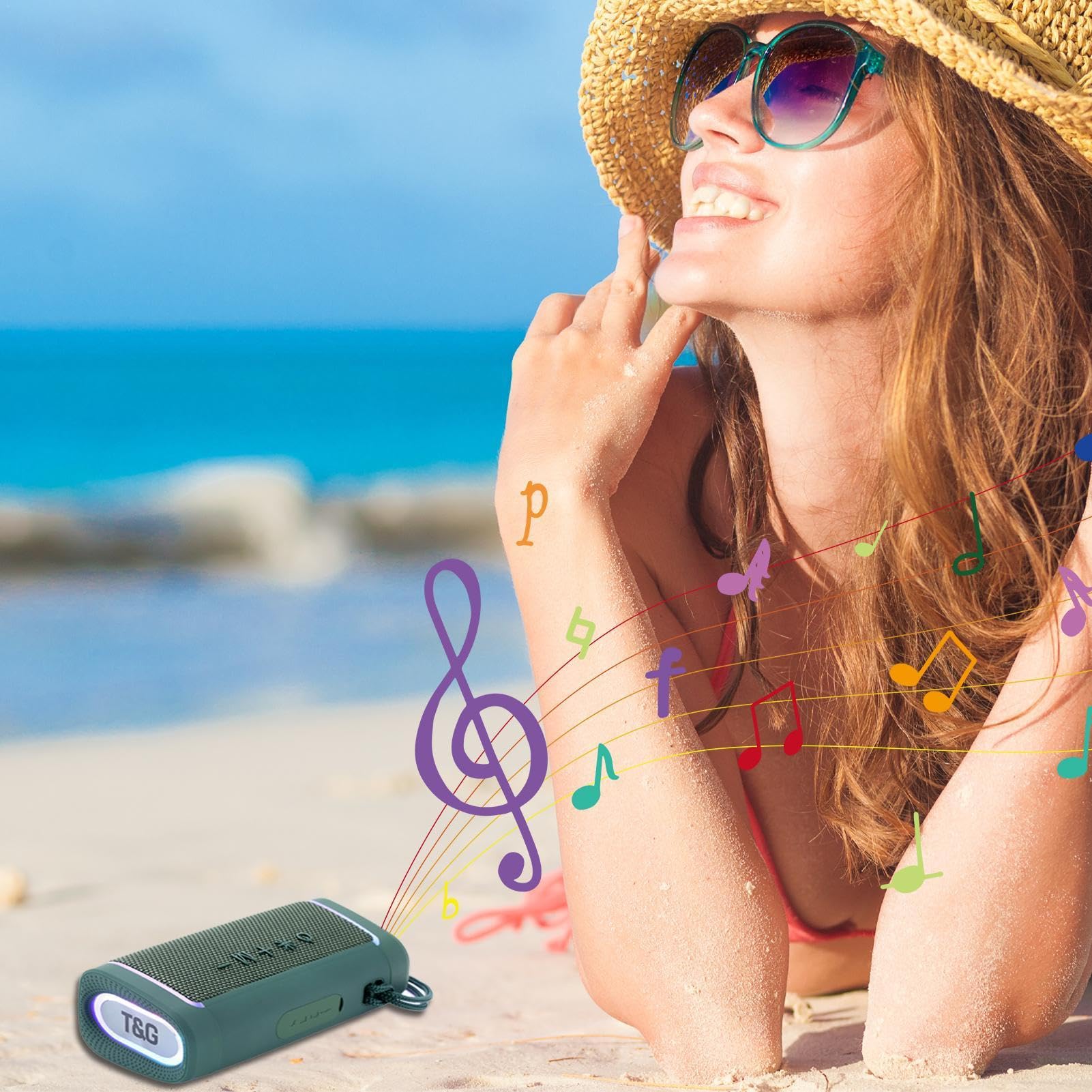 Dranng Outdoor Wireless Speakers - Dust-Proof, LED Rechargeable, Scratch-Resistant, Deep Bass with 1200mAh Battery for Travel, Camping, and Beach Adventures