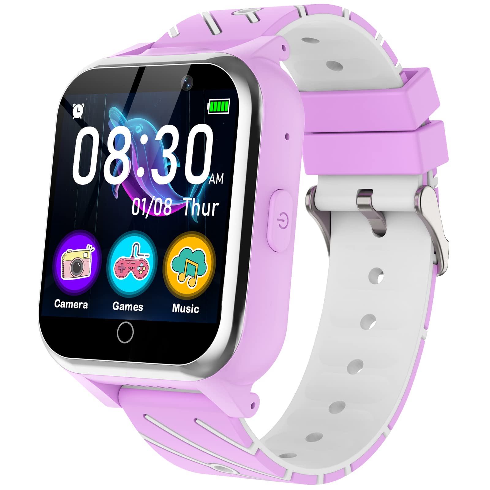 BAUISAN Kids Smart Watch with Touch Screen, 17 Games, Dual Cameras, Music Player - Perfect Birthday Gift for Boys & Girls Ages 4-12 (Purple) | Fitness Tracker, Alarm Clock & Learning Toy for School & Outdoor Activities