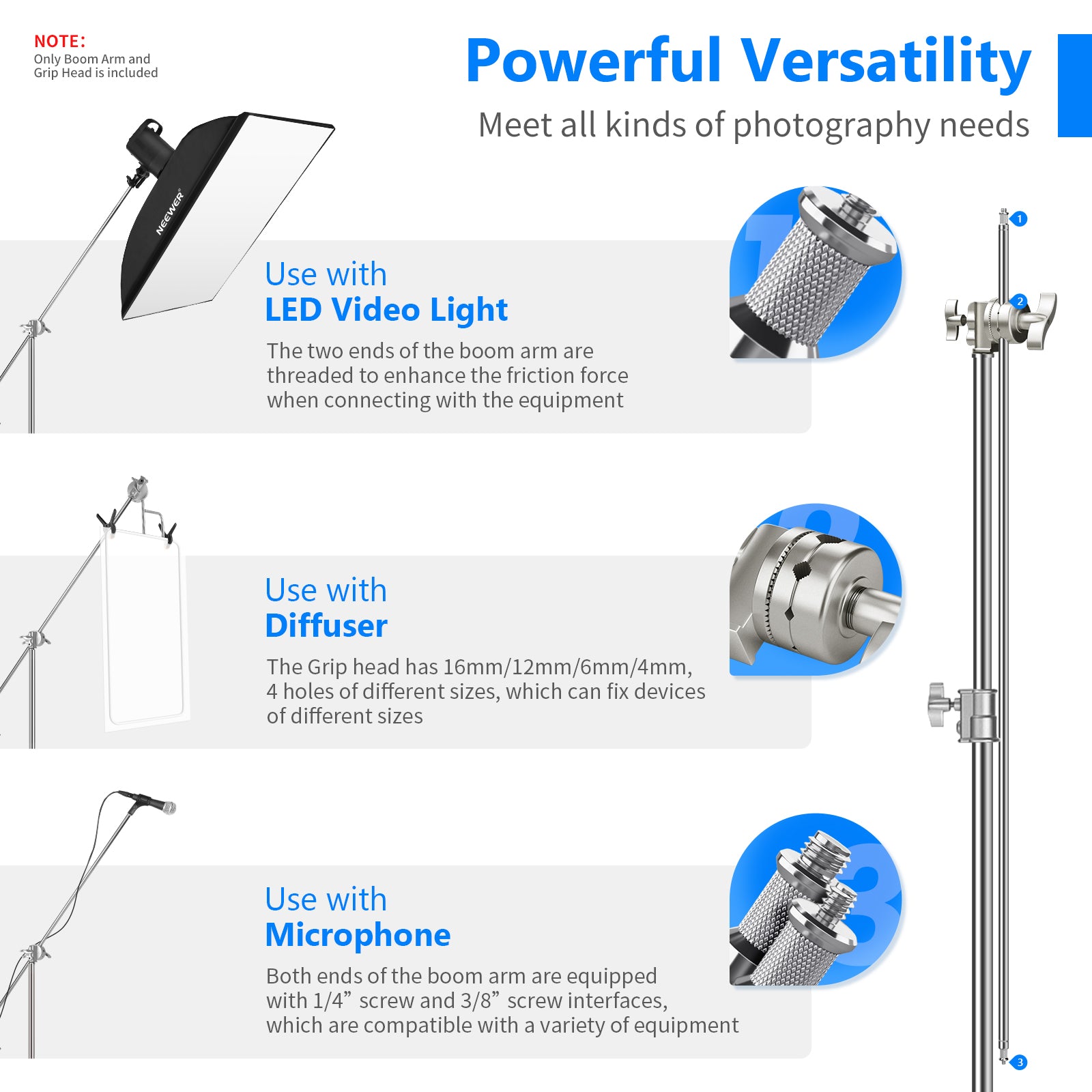 NEEWER Aluminum Alloy Extension Boom Arm Kit - Professional Studio Microphone Stand Mount for Podcasting, Streaming & Recording (Perfect for Home Studios & Content Creators)