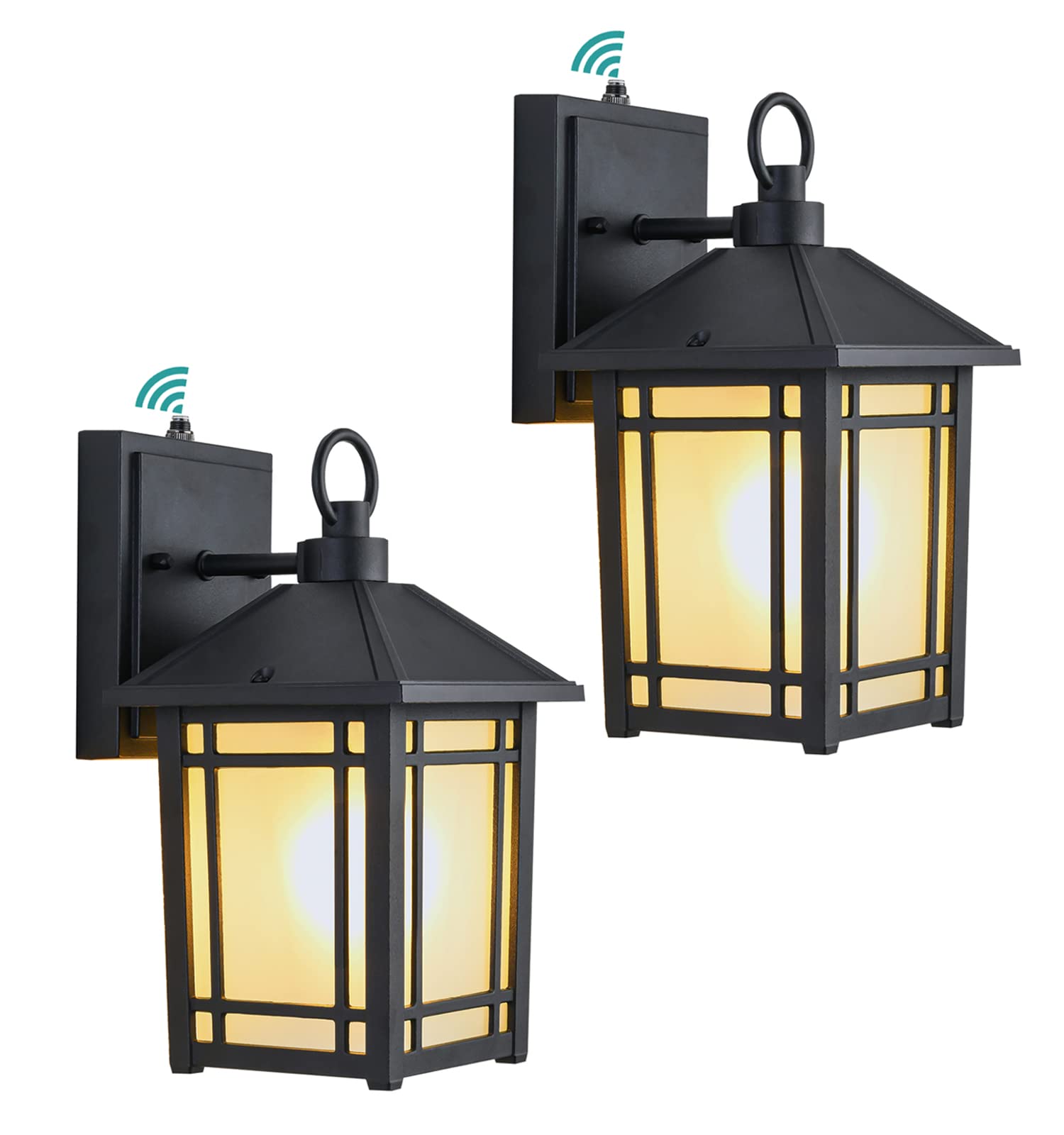 Dusk to Dawn Outdoor Porch Lights - 2 Pack Classic Wall Mounted Exterior Light Fixtures with Tempered Glass & Aluminum - Weatherproof for Garage, Patio, Garden & Front Door Entryway Lighting