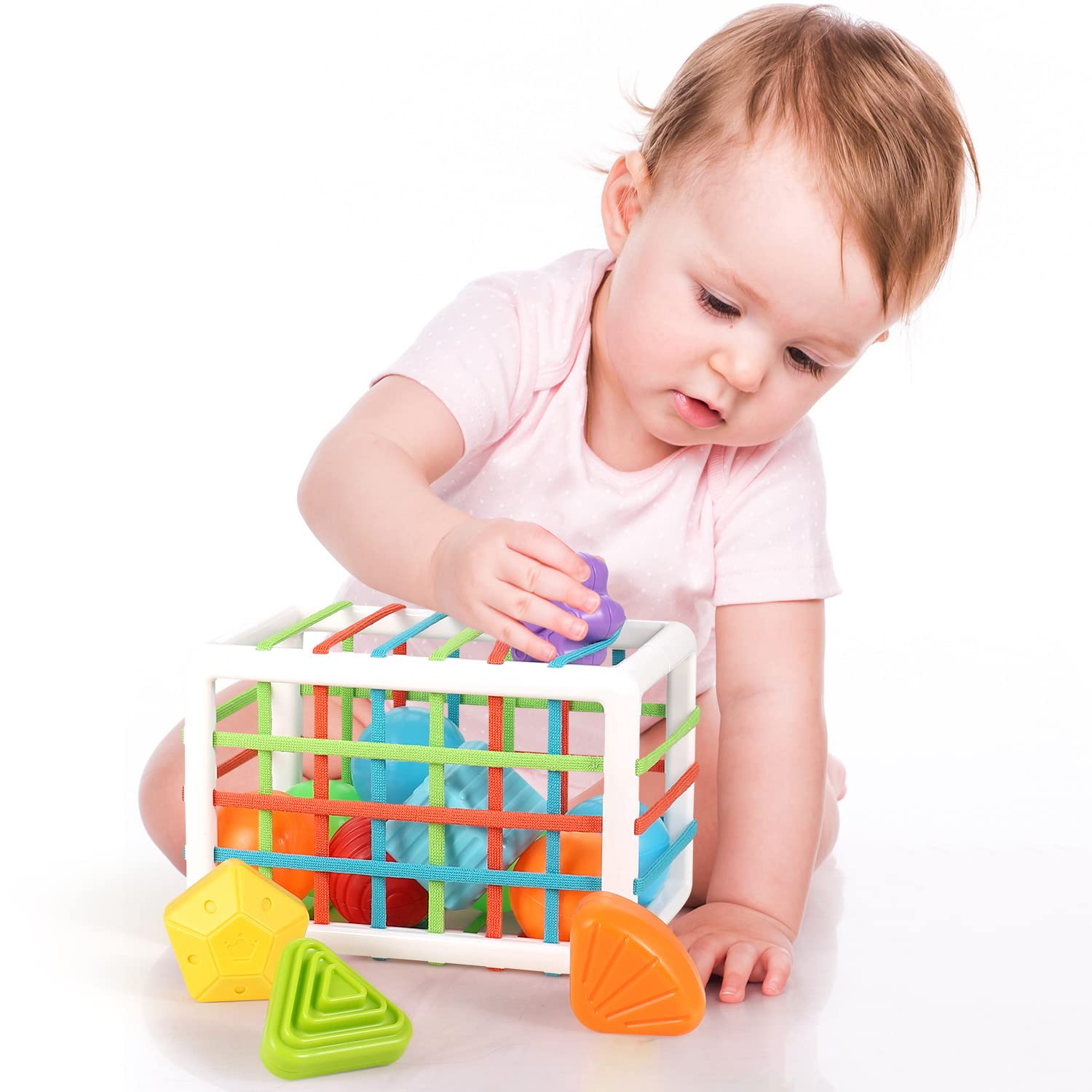Montessori Shape Sorter Toy for 1 2 3 Year Olds - 6 Sensory Blocks + Ocean Balls, Fine Motor Skills Learning, Storage Cube & Developmental Gift for Toddler Boys Girls | Perfect for Early Childhood Education & Sensory Play at Home