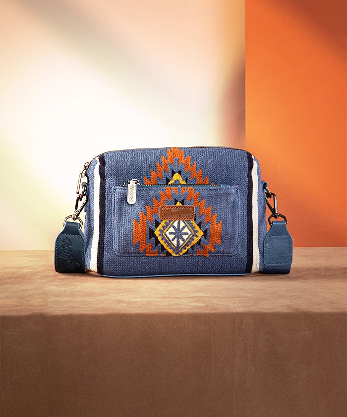 Wrangler Aztec Knitted Crossbody Purse for Women - Stylish Boho Shoulder Bag with Tribal Pattern - Perfect for Travel, Shopping & Everyday Use
