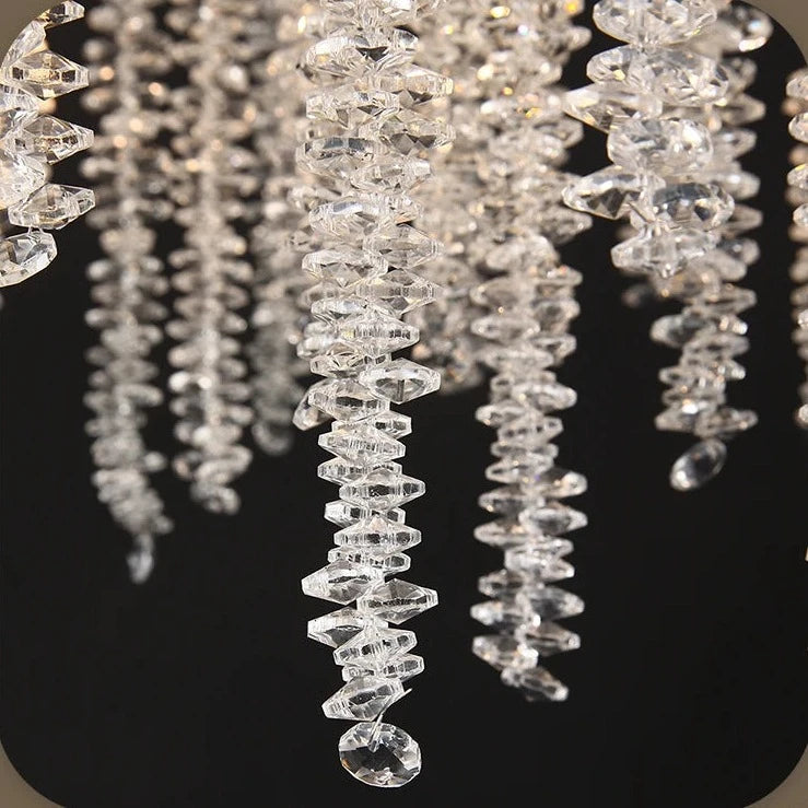 Luxury Round Crystal Chandelier - Modern Ceiling Light Fixture with Branch Design for Dining Room, Living Room & Bedroom Lighting