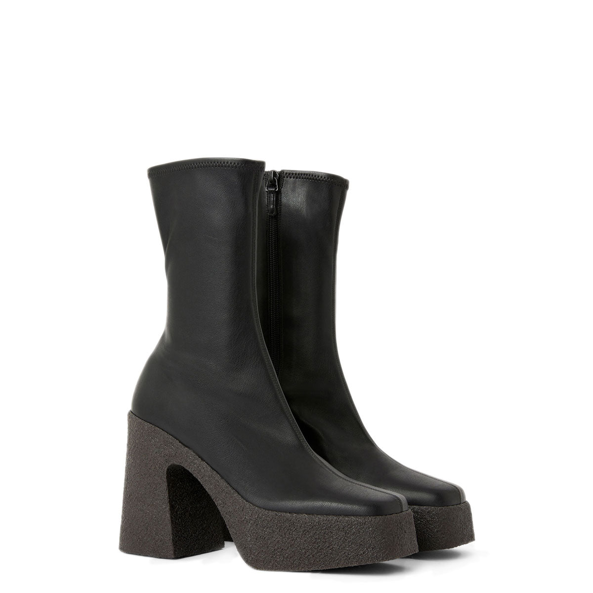 Skyla Chunky Platform Ankle Boots for Women - Black Leather Winter Booties with Non-Slip Sole | Perfect for Casual Outfits, Office Wear & Fall Fashion