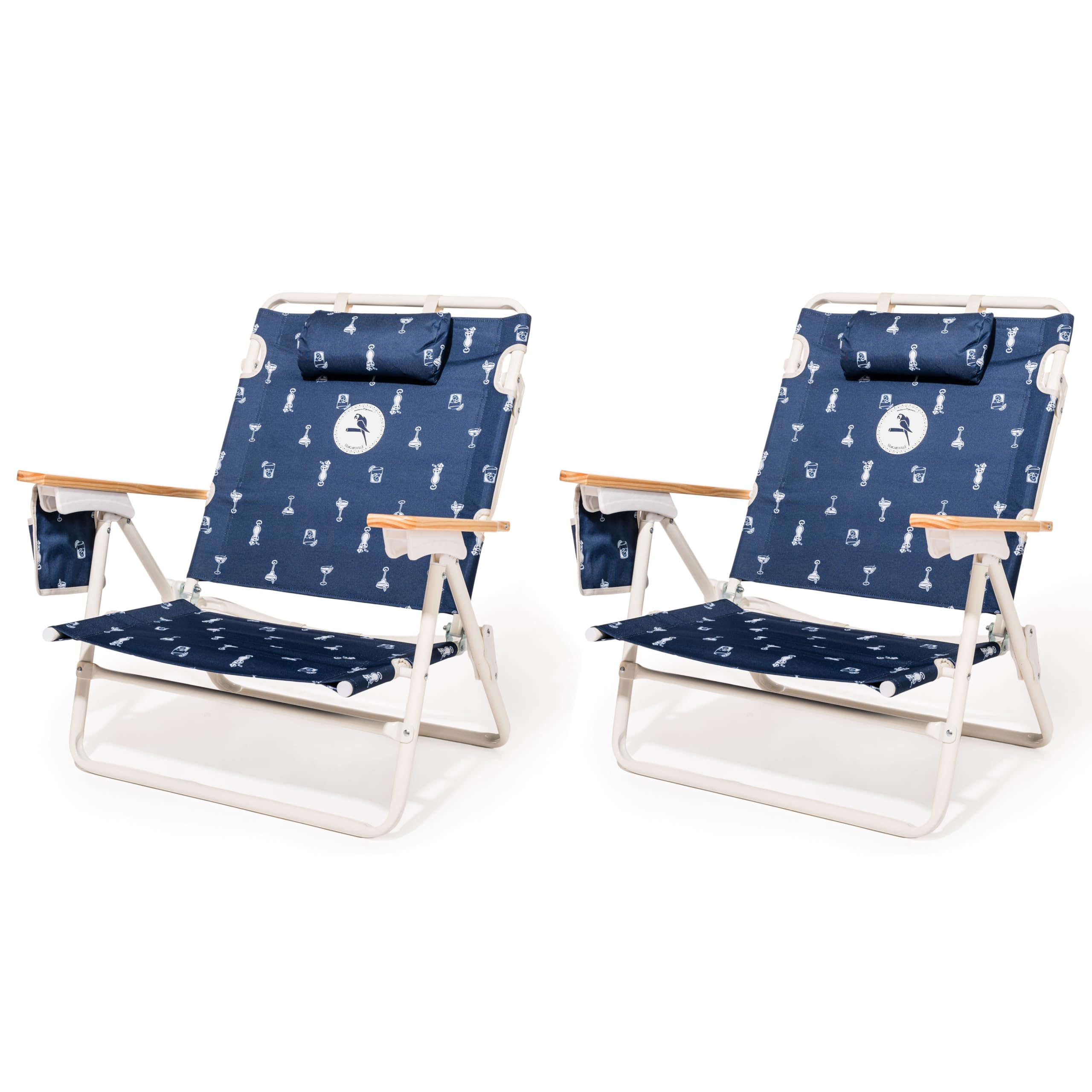 Margaritaville Manana Backpack Beach Chair - Lightweight, Portable, Lay Flat Recliner with Insulated Cooler Pocket - Perfect for Beach, Camping & Outdoor Relaxation - Pack of 2