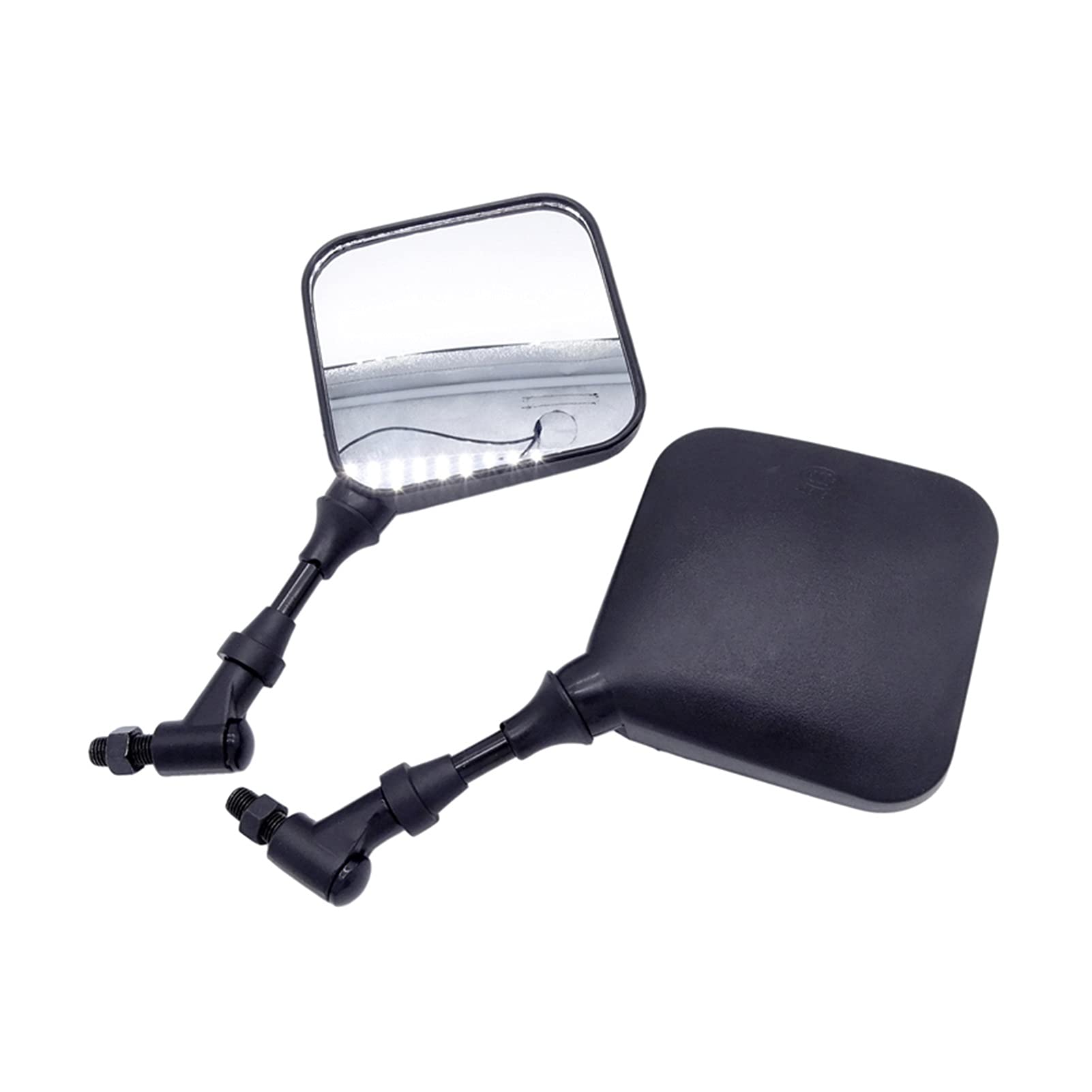 MEIJUAN Black Square Dual Sport Motorcycle Rearview Mirrors - 1 Pair for Suzuki DR200, DR250, DR350, DRZ400, DR650 - Side Mirrors for Off-Road & Street Riding