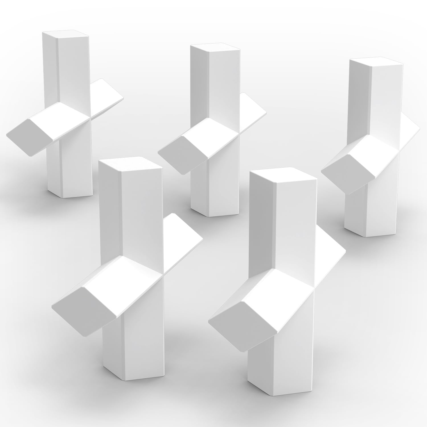 StonyLab 5 Pack Cross Shape Magnetic Stirrer Bars, 50x10mm PTFE-Coated White Lab Stir Bars for Chemistry Experiments - Perfect for Mixing Solutions in Beakers & Test Tubes