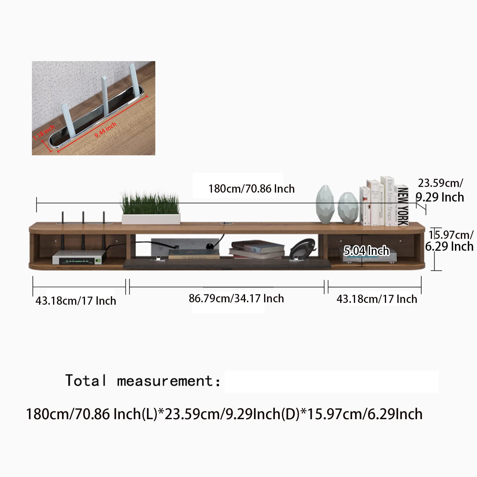 Floating TV Stand 70 Inch - Wall Mounted TV Shelf Console with Storage, Modern Walnut Entertainment Center for Living Room & Bedroom - Perfect for TVs, Gaming Consoles, and Media Storage