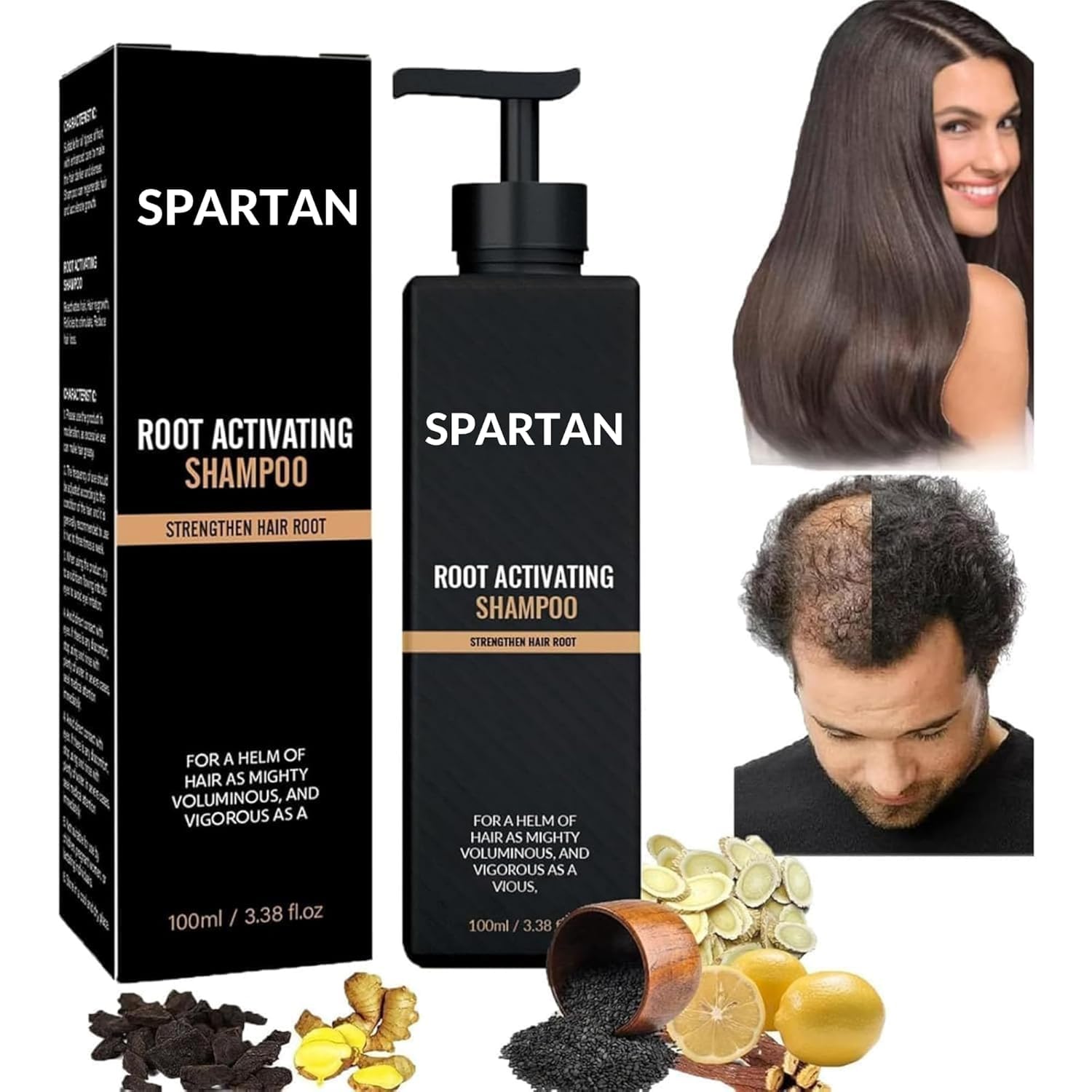 2025 New Spartan Root Activator Shampoo for Gray Hair Regrowth & Strengthening - Hair Restoration Treatment for Men & Women - Promotes Smooth, Strong Mane - Ideal for Daily Hair Care & Scalp Nourishment (1PC)