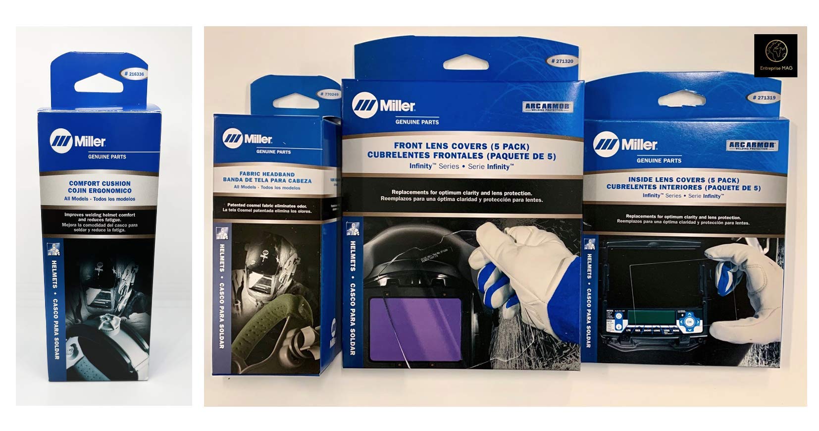 Miller Infinity Series Replacement Lens 271319/271320, Headband 770249 & Headgear 216336 Combo Set - Perfect for Welding Safety Gear Replacement & Maintenance