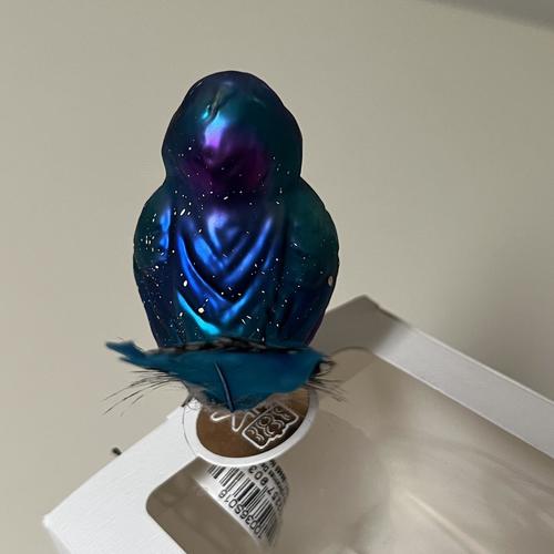 Inge Glas Belinda Bluebird Handmade German Glass Christmas Tree Ornament - Elegant Holiday Decor for Xmas Tree, Home & Gift Giving