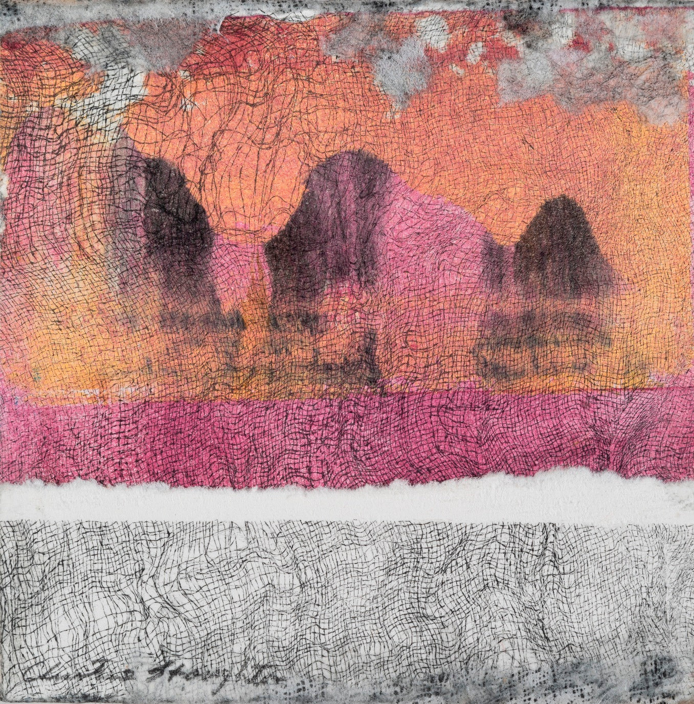 Christine Stoughton: Sunset's Veil - Romantic Sunset Landscape Art Print for Home & Office Decor | Perfect for Living Room, Bedroom Wall Art