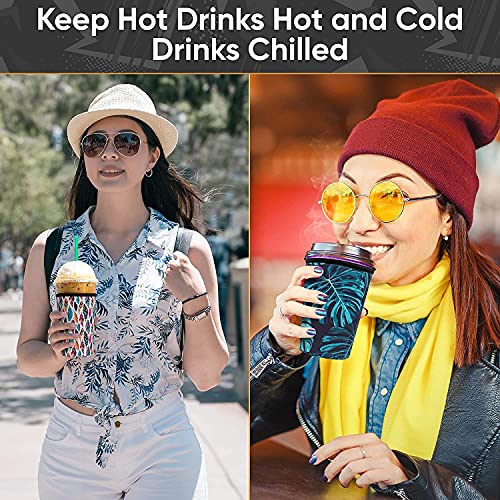 Baxendale Neoprene Iced Coffee Sleeve Cups - 2 Pack, Large 32oz Insulated Coffee Cup Holder (Tie Dye) - Perfect for Iced Lattes, Cold Brew & Smoothies - Keep Drinks Cold While Protecting Hands