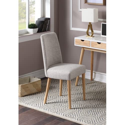 Fabric Upholstered Urban Style Dining Chairs with Solid Wood Legs - Classic Padded Accent Chair for Kitchen, Living Room & Bedroom - Single Pack - Perfect for Small Spaces, Breakfast Nooks & Dining Areas (Natural)