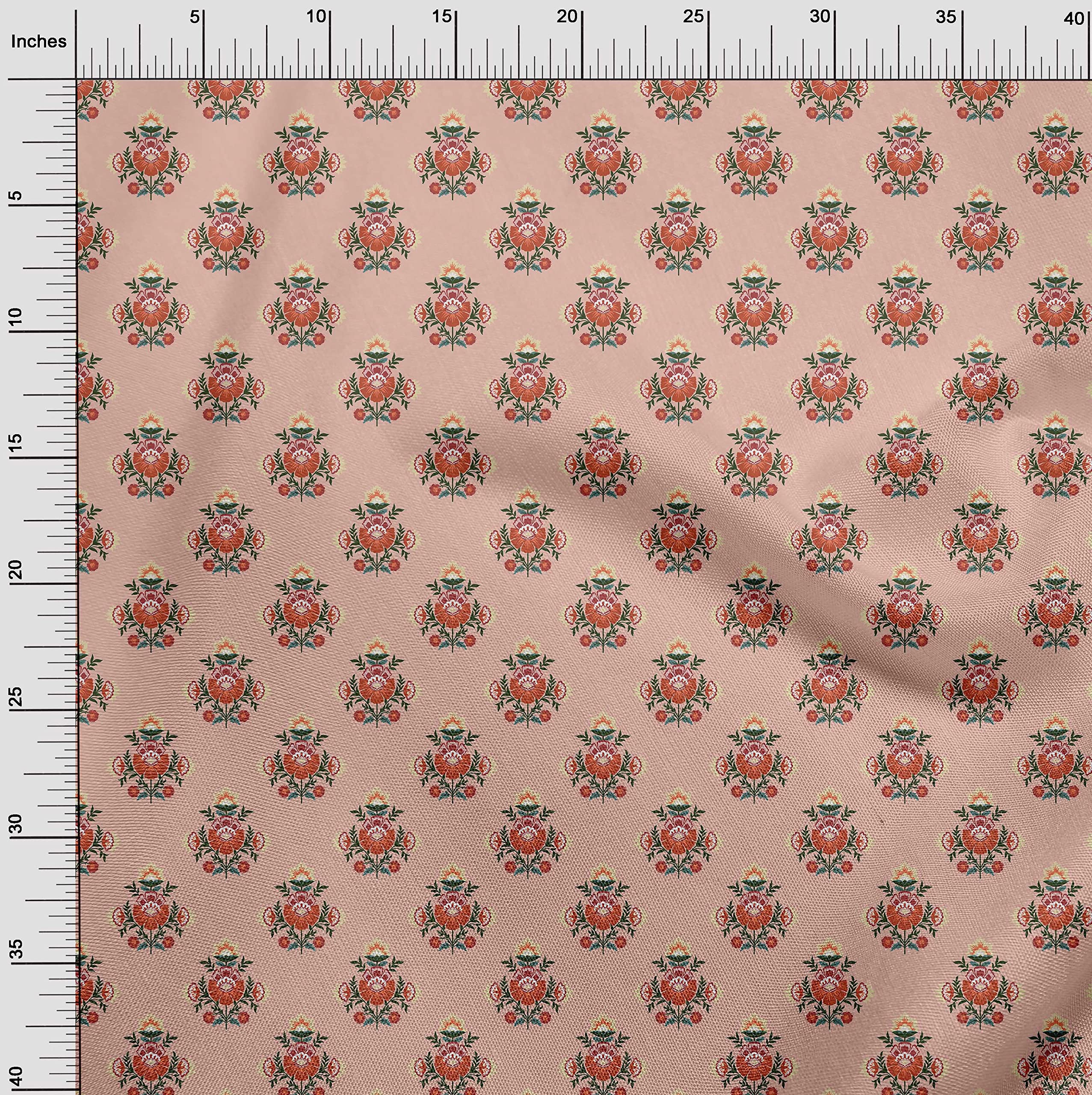 oneOone Viscose Jersey Dusty Pink Mexican Floral Print Fabric by The Yard - 60 Inch Wide Soft Draping Dress Material for Boho Chic Dresses, Skirts & DIY Fashion Projects