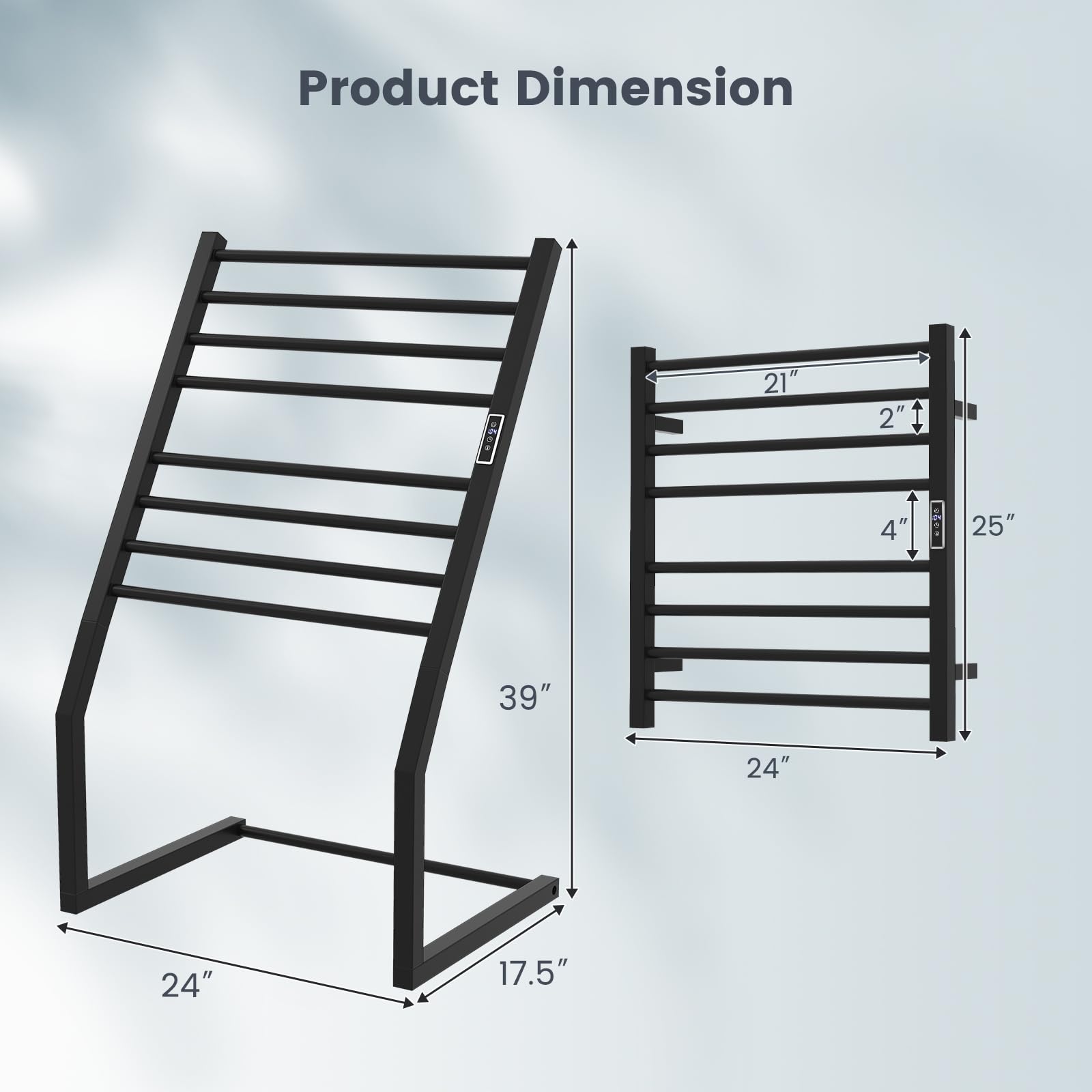 Tangkula 2-in-1 Freestanding & Wall Mounted Towel Warmer Rack - 8 Bars Stainless Steel Bath Towel Heater with LED Display, Built-in Timer, Temperature Control & Overheat Protection | Perfect for Bathrooms, Spas & Luxury Home Use