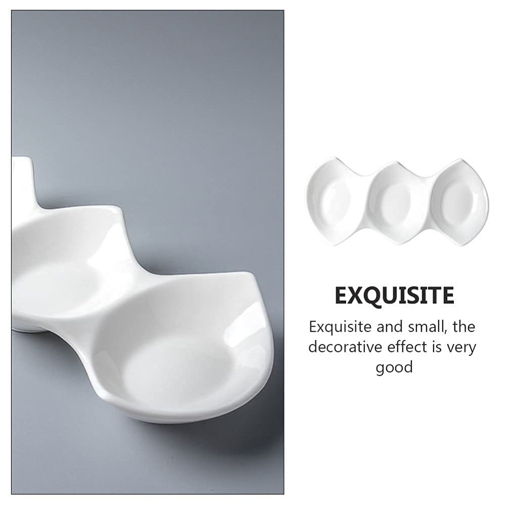 3-Compartment Ceramic Dip Bowls Set - Small Porcelain Snack Bowls for Sushi, Tapas, Nuts, Desserts & Sauces | Perfect for Party Platters, Charcuterie Boards & Home Entertaining