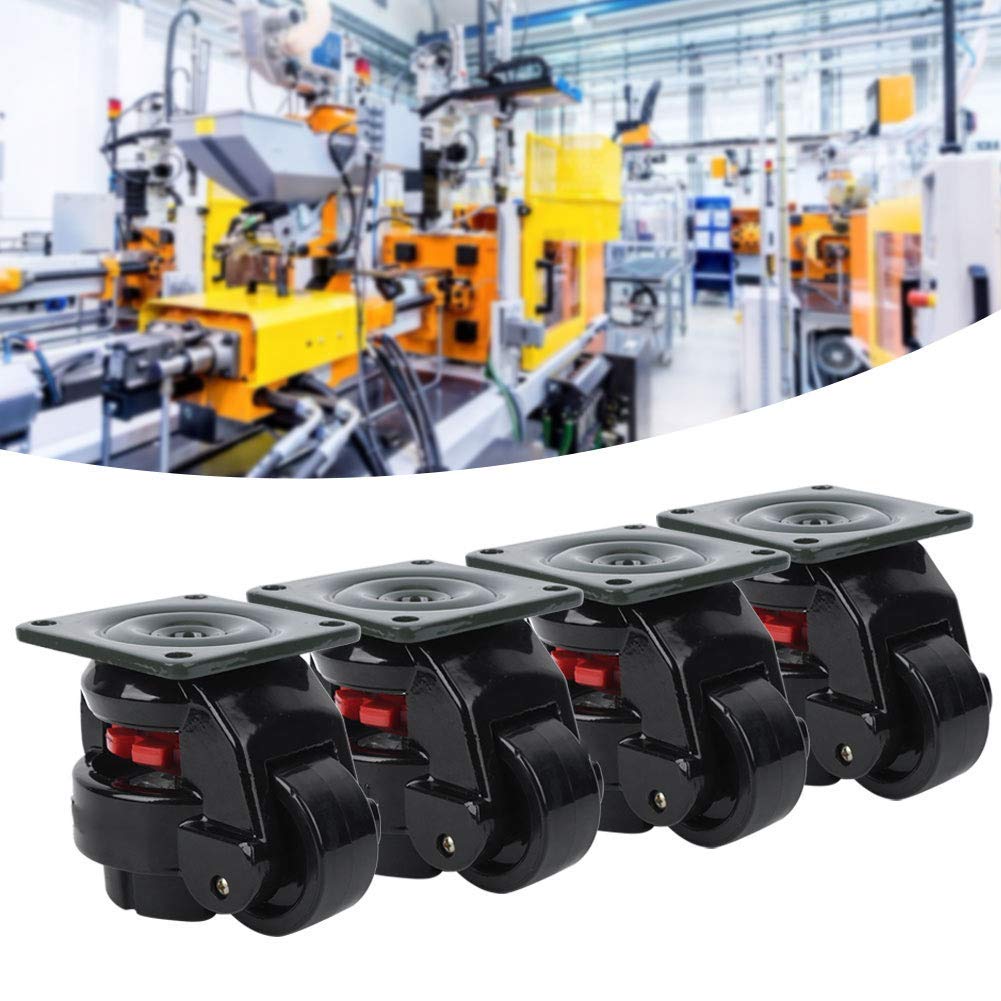 4pcs Heavy Duty Industrial Leveling Caster Wheels GD-60F - 500kg/1102.3lb Capacity - Adjustable Plate Casters for Machinery, Workbenches & Industrial Equipment