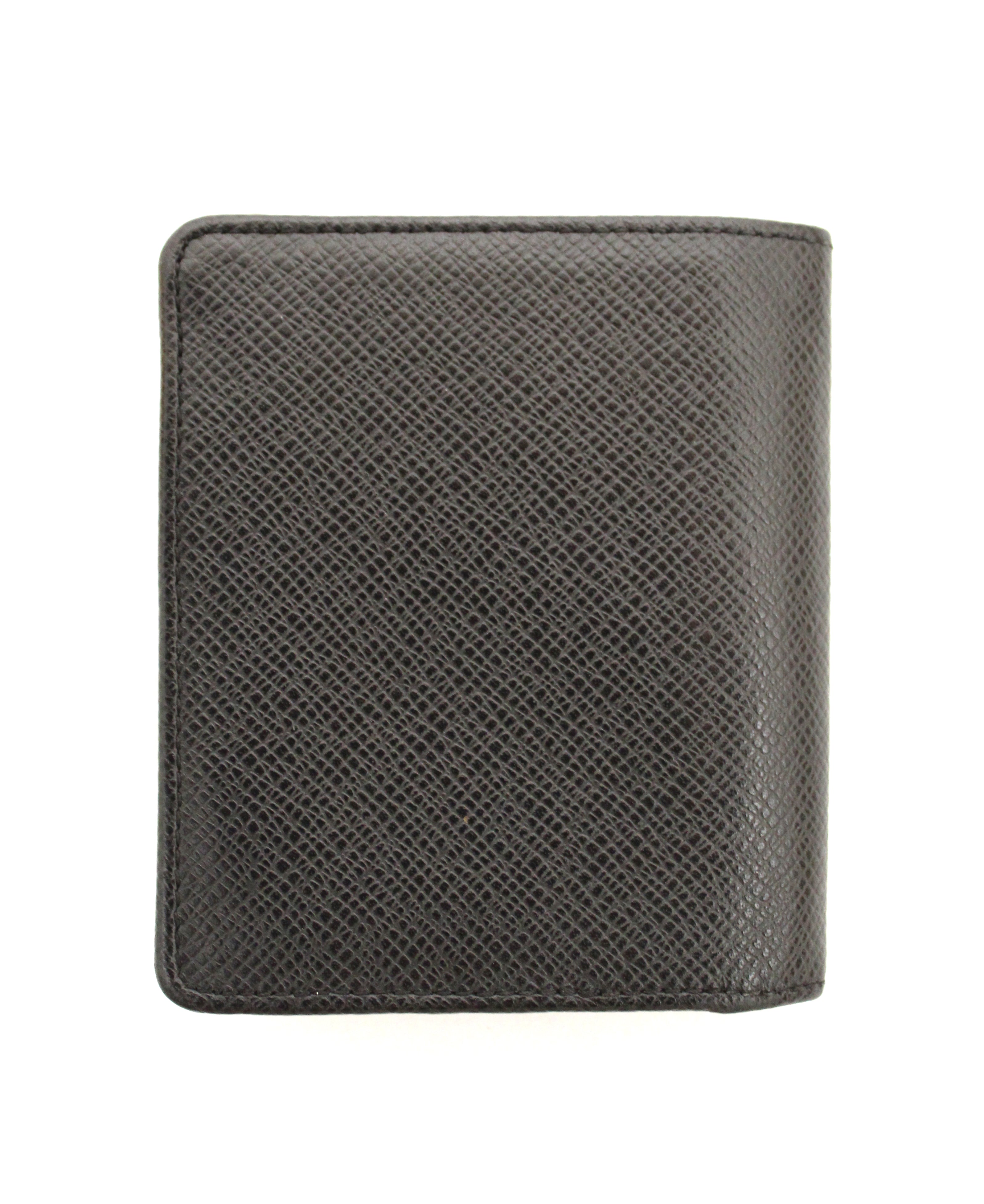 Authentic Louis Vuitton Black Taiga Leather Bifold Wallet for Men - Slim Compact RFID Blocking Luxury Billfold - Perfect for Business, Travel & Everyday Use