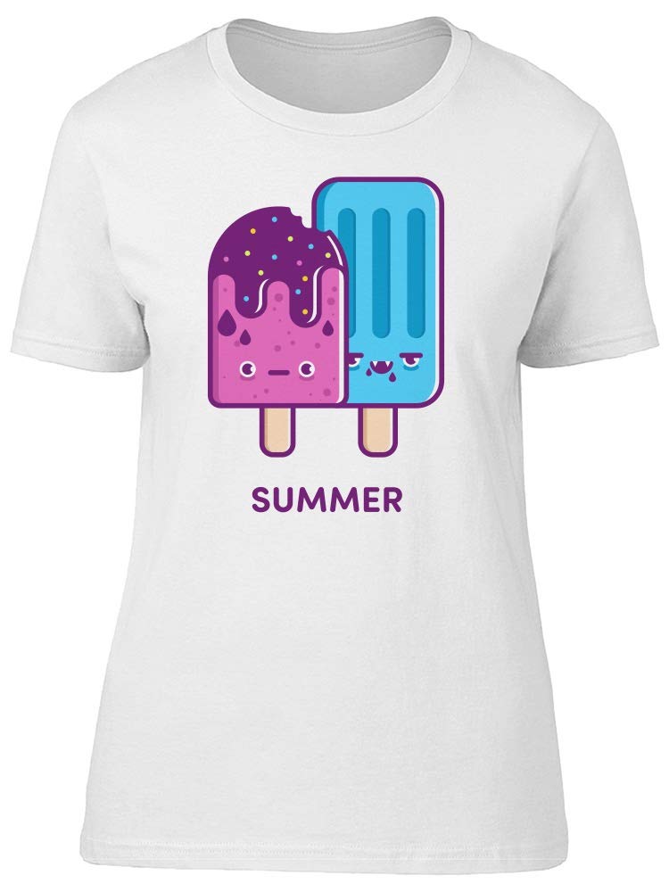 Cool Ice Cream Pops Graphic T-Shirt for Women - Soft Summer Casual Tee for Beach Outings & Weekend Hangouts