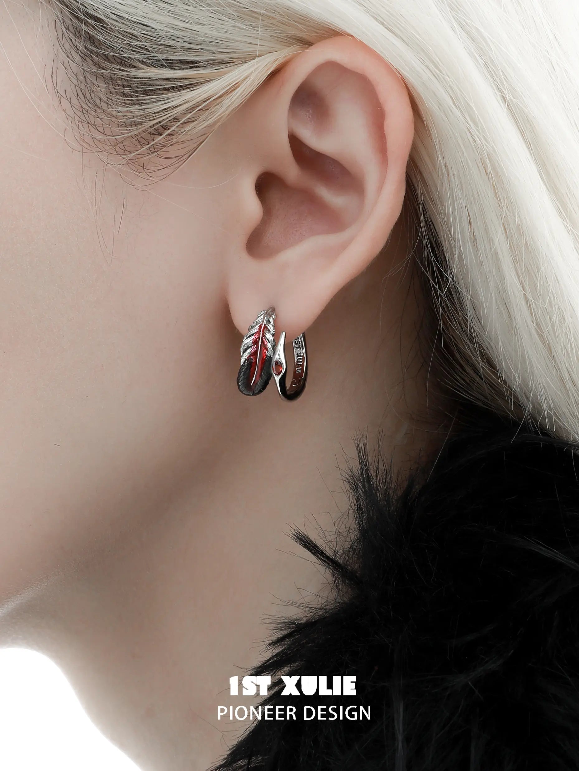 18K Platinum Plated Feathered Spiral Earrings - Elegant Soaring Cranes Design for Women | Perfect for Weddings, Parties & Special Occasions