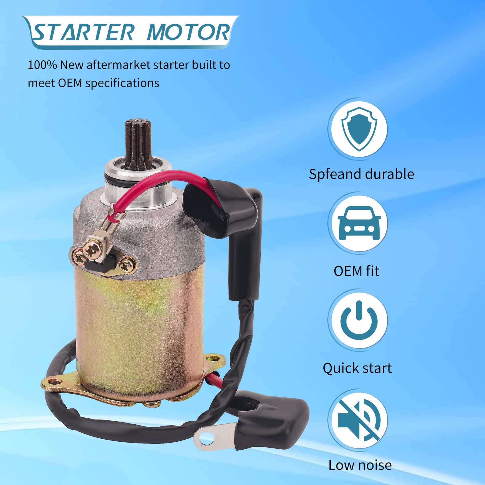GY6 49cc 50cc 125cc 150cc Scooter Starter Motor - Compatible with ATV, Quad, 4 Wheelers, Moped, Go Karts (139QMB 152QMI 157QMJ Engines) - Fits TAOTAO, SUNL, ROKETA, Tank, Baja, Icebear, Jonway Scooters - Perfect for Off-Road, Urban Commuting & Recreational Riding