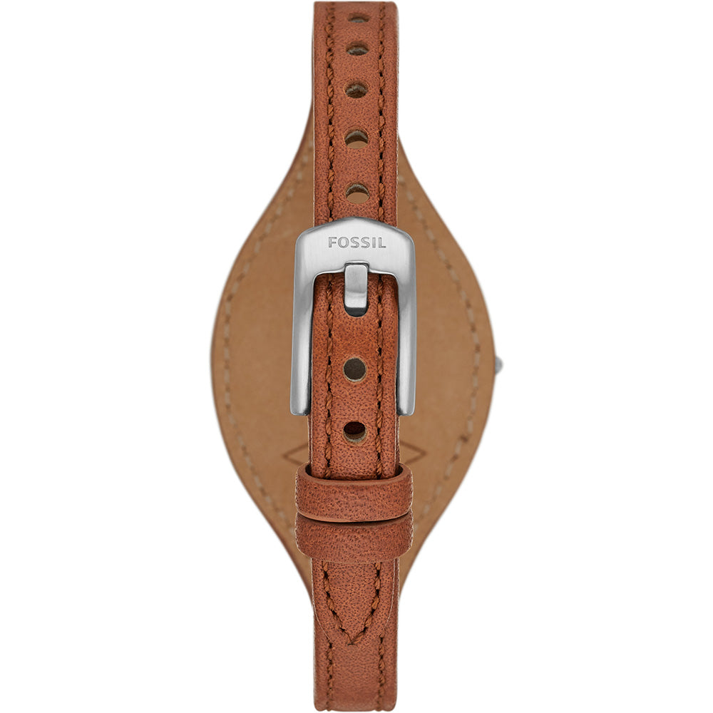 Fossil ES5214 Carlie Stainless Steel Watch for Women - Elegant Analog Quartz Timepiece with Leather Strap, Perfect for Work, Casual & Special Occasions